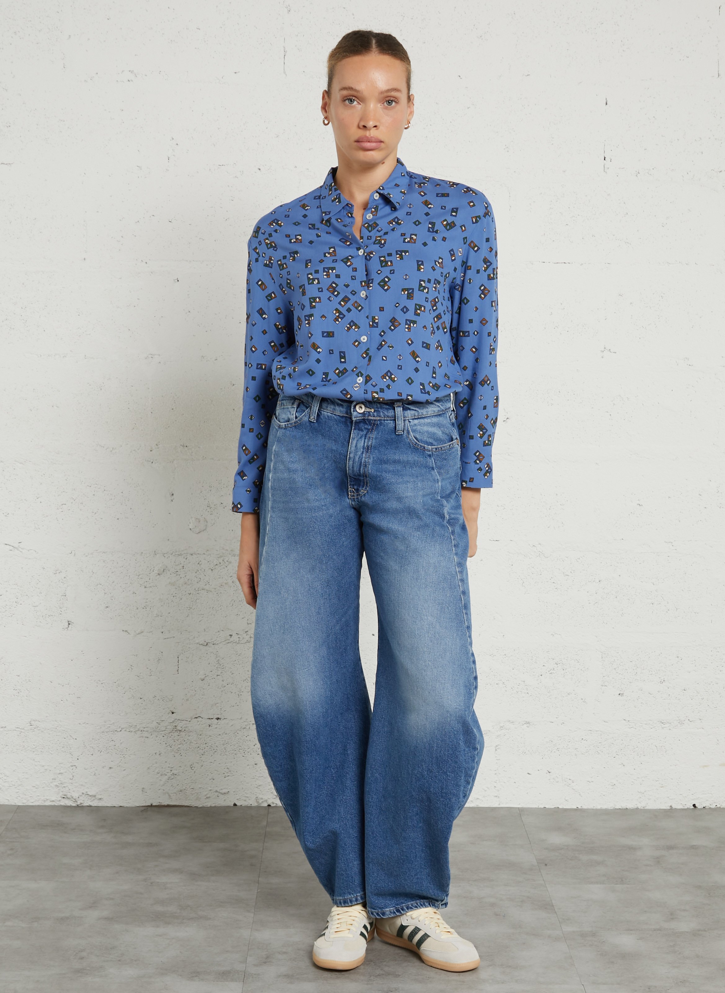 Jean large en coton PLEASE Bleu