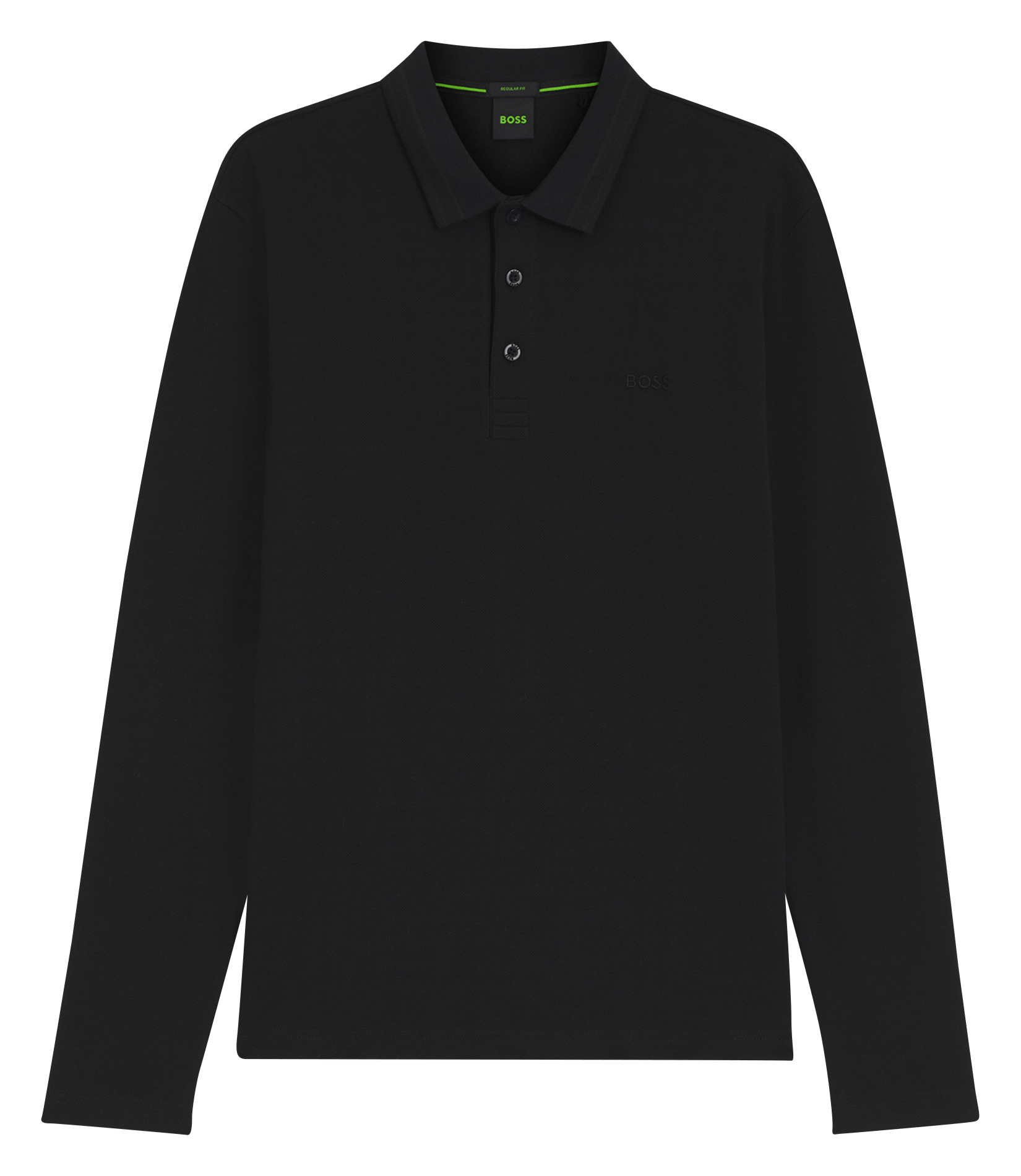 Polo manches longues en coton BOSS Noir