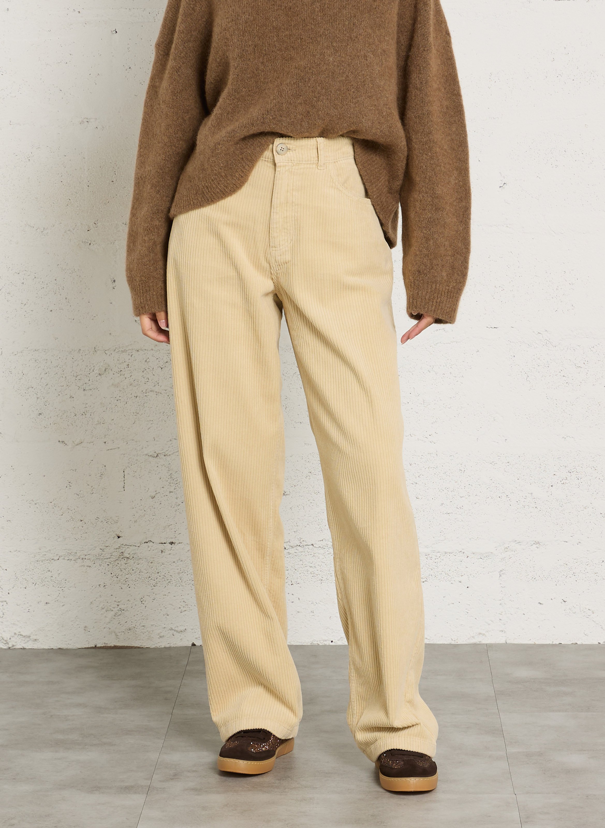 Gerade geschnittene Baumwoll-Cordhose THE NEW SOCIETY Beige