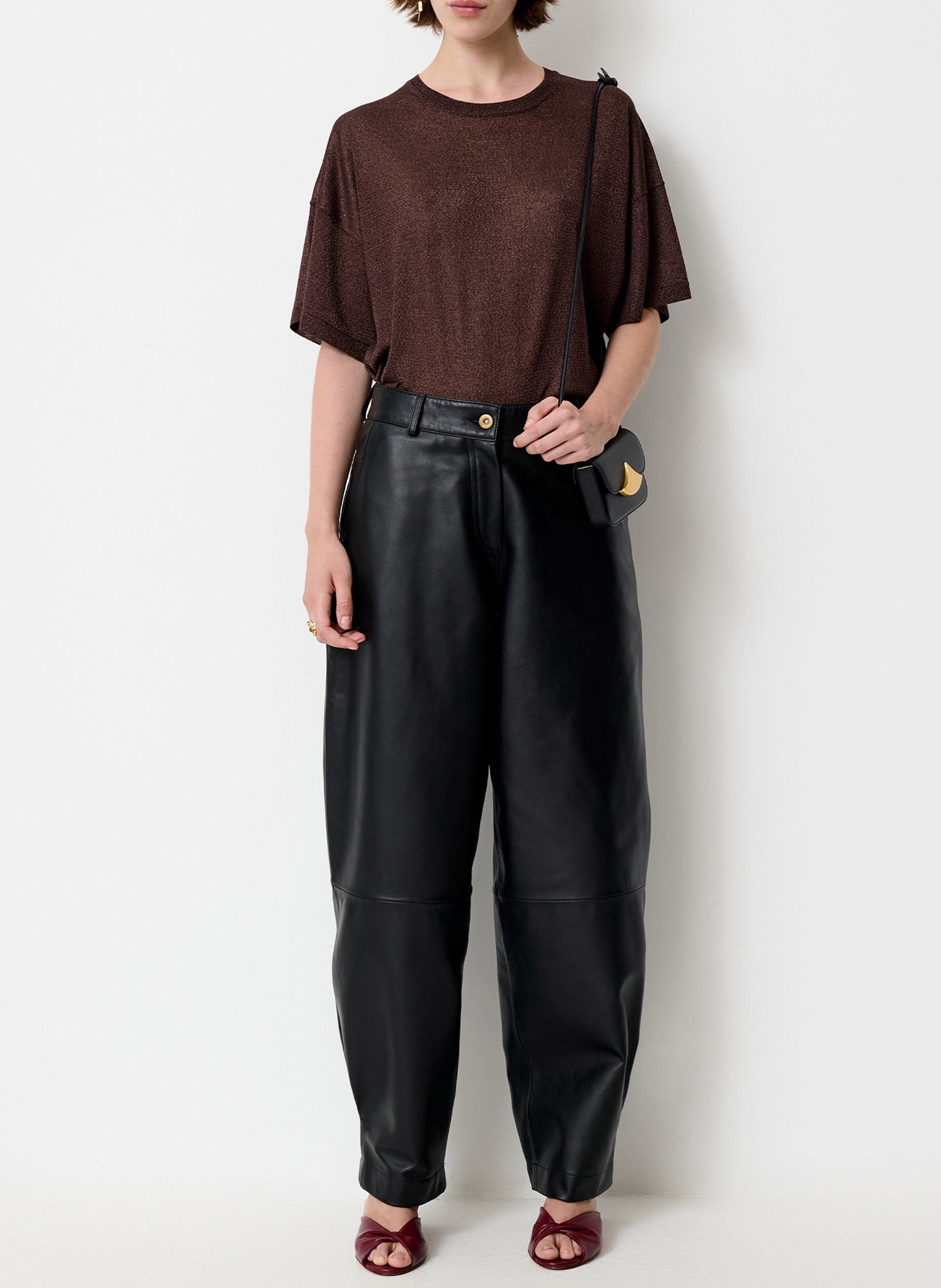 Pull court manches courtes uni SESSUN Marron