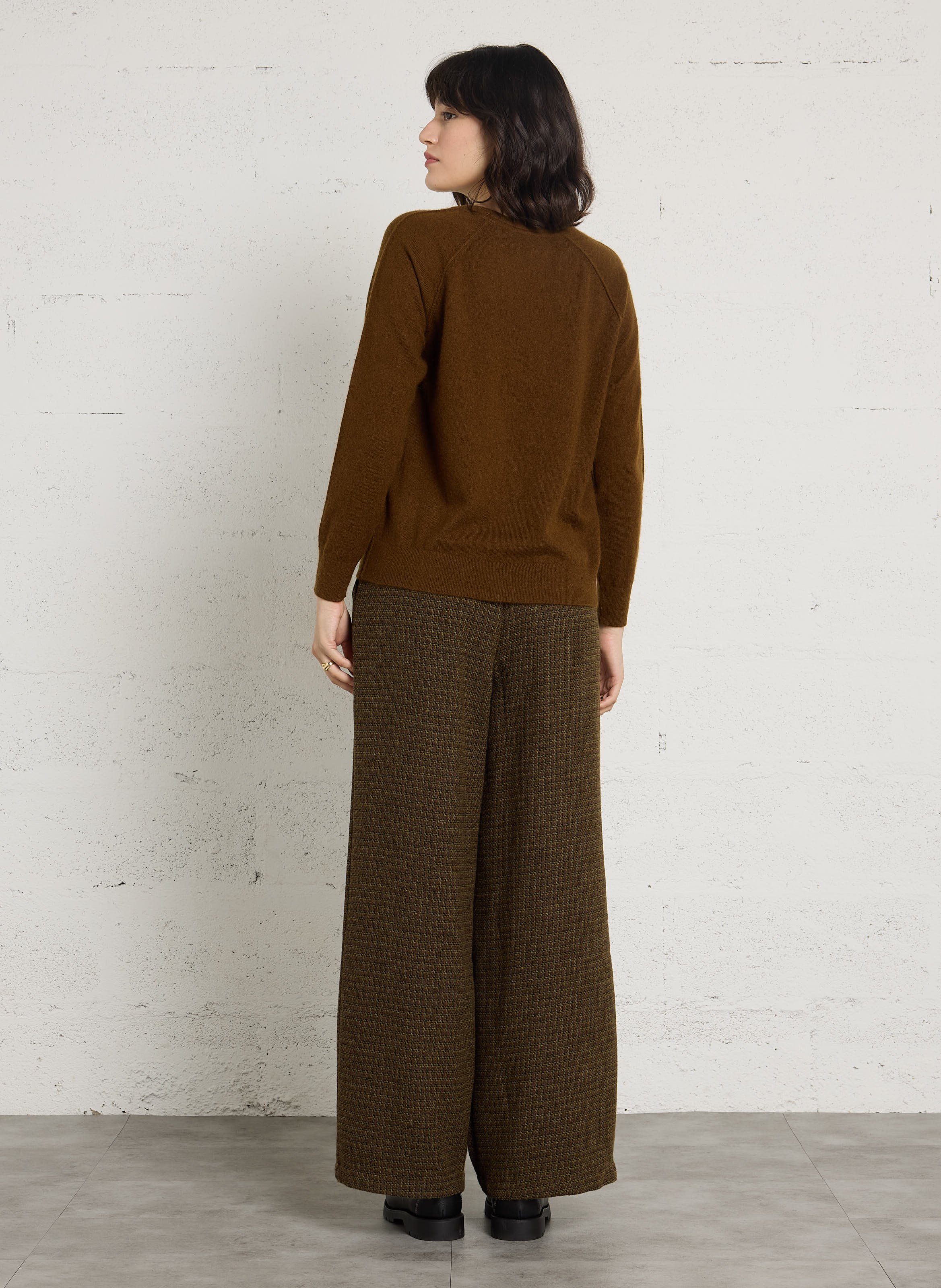 Wijde broek | wolblend THE KORNER Bruin