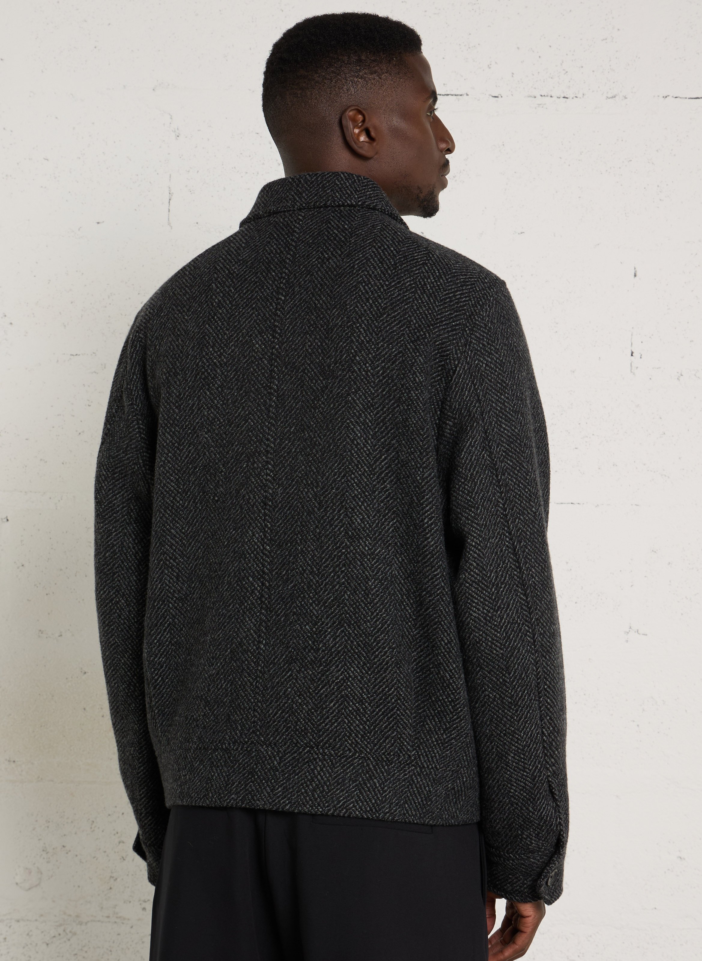 Classic-collar wool-blend jacket PAUL SMITH Black