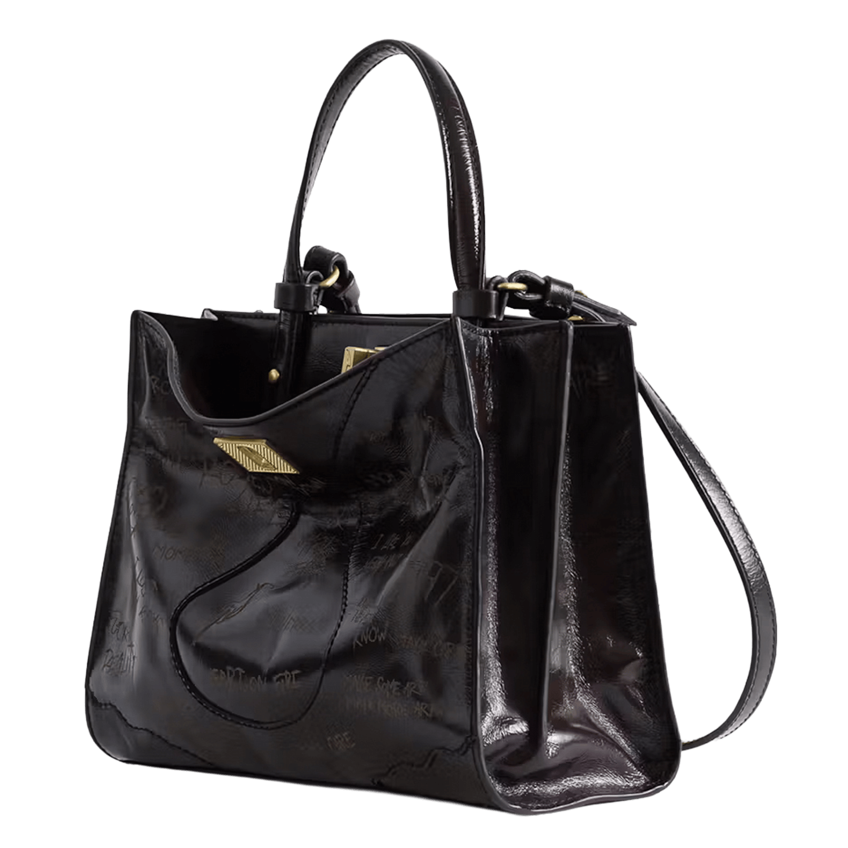 XXL-tas van lakleer ZADIG&VOLTAIRE Bruin