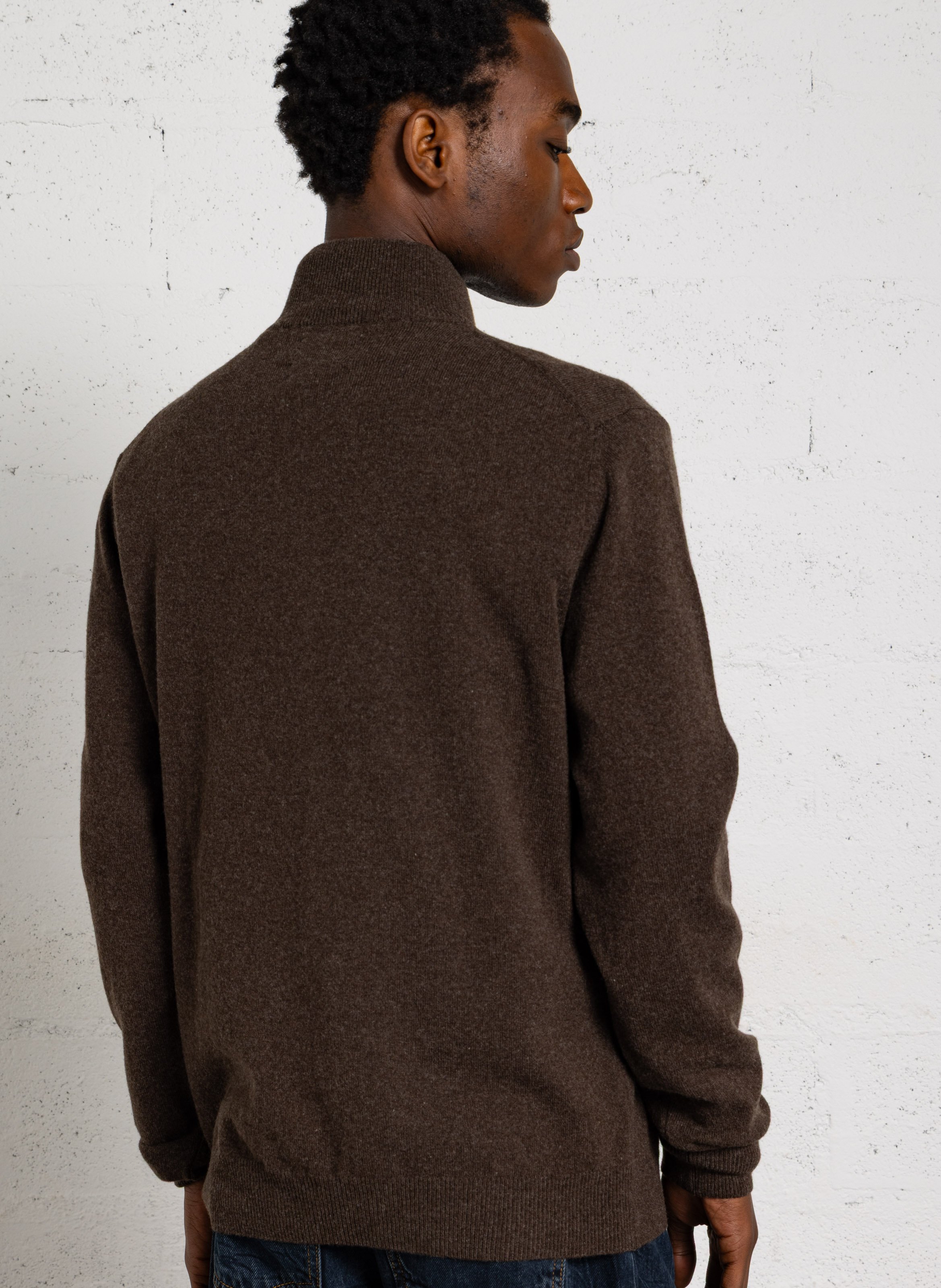 Pull droit col montant zippé en laine | Marron GANT Homme