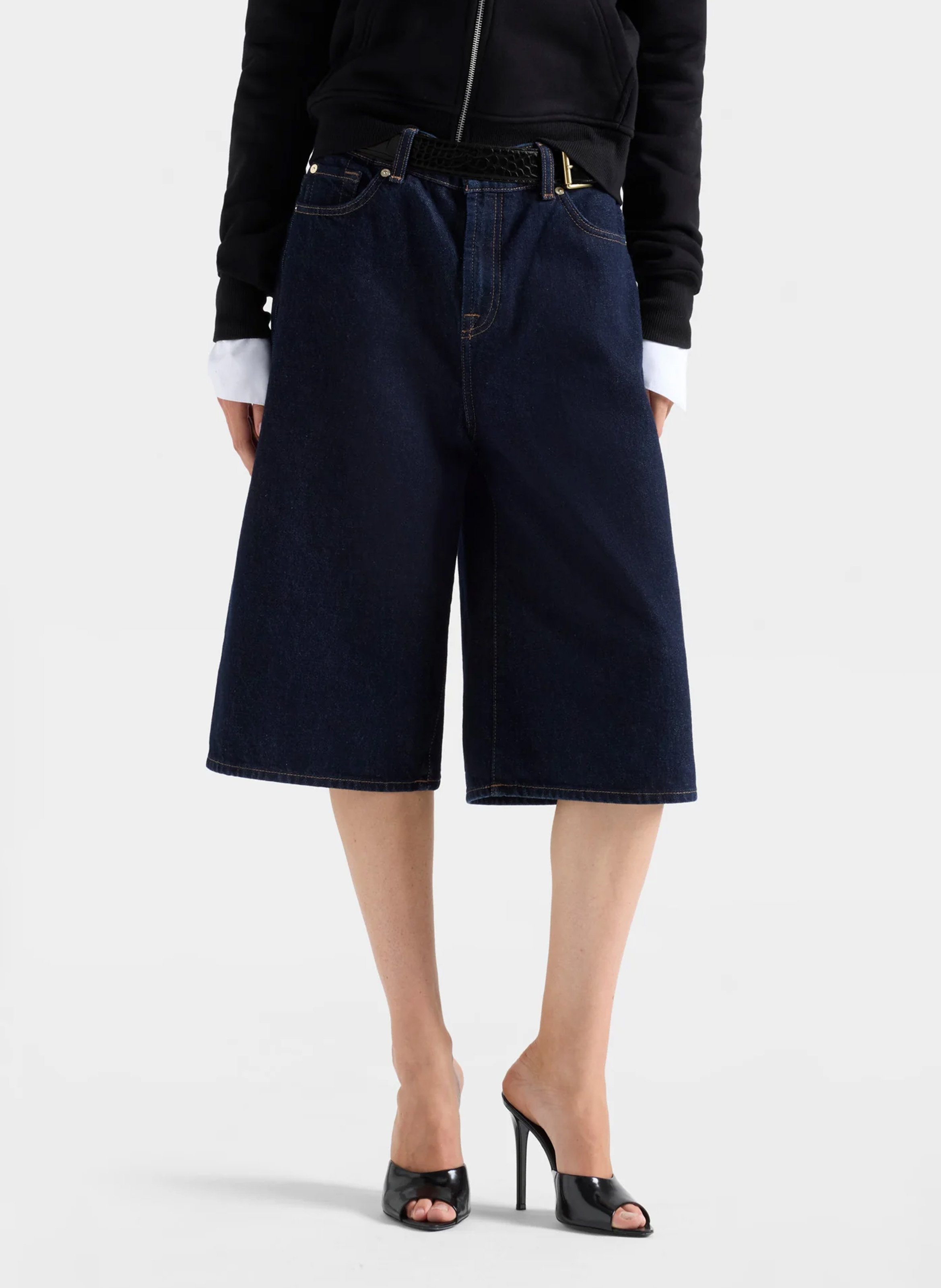 Loose-fit raw denim Bermuda shorts 7 FOR ALL MANKIND Blue