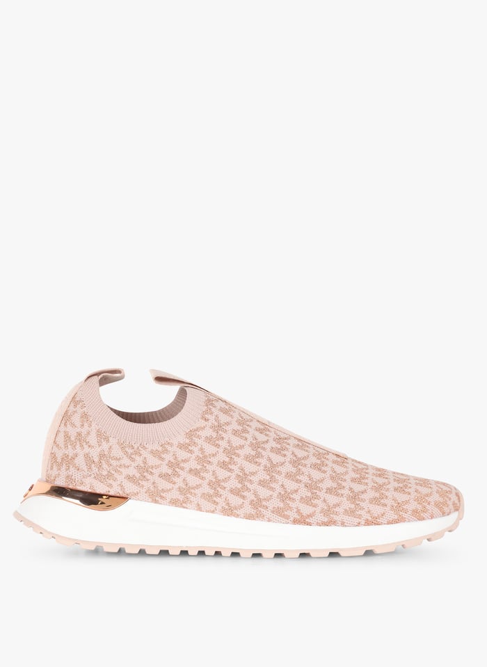 Pink Jacquard low top logo sneakers