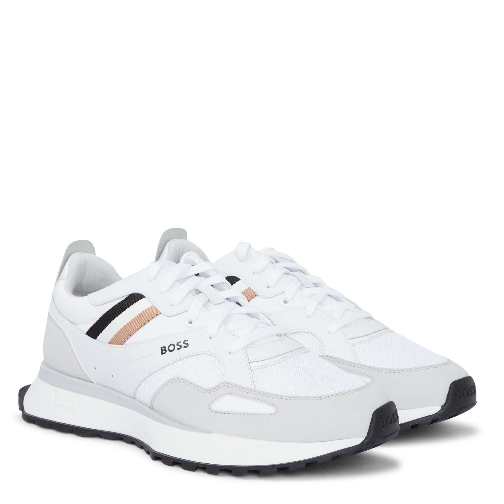 Low-top round-toe trainers BOSS White