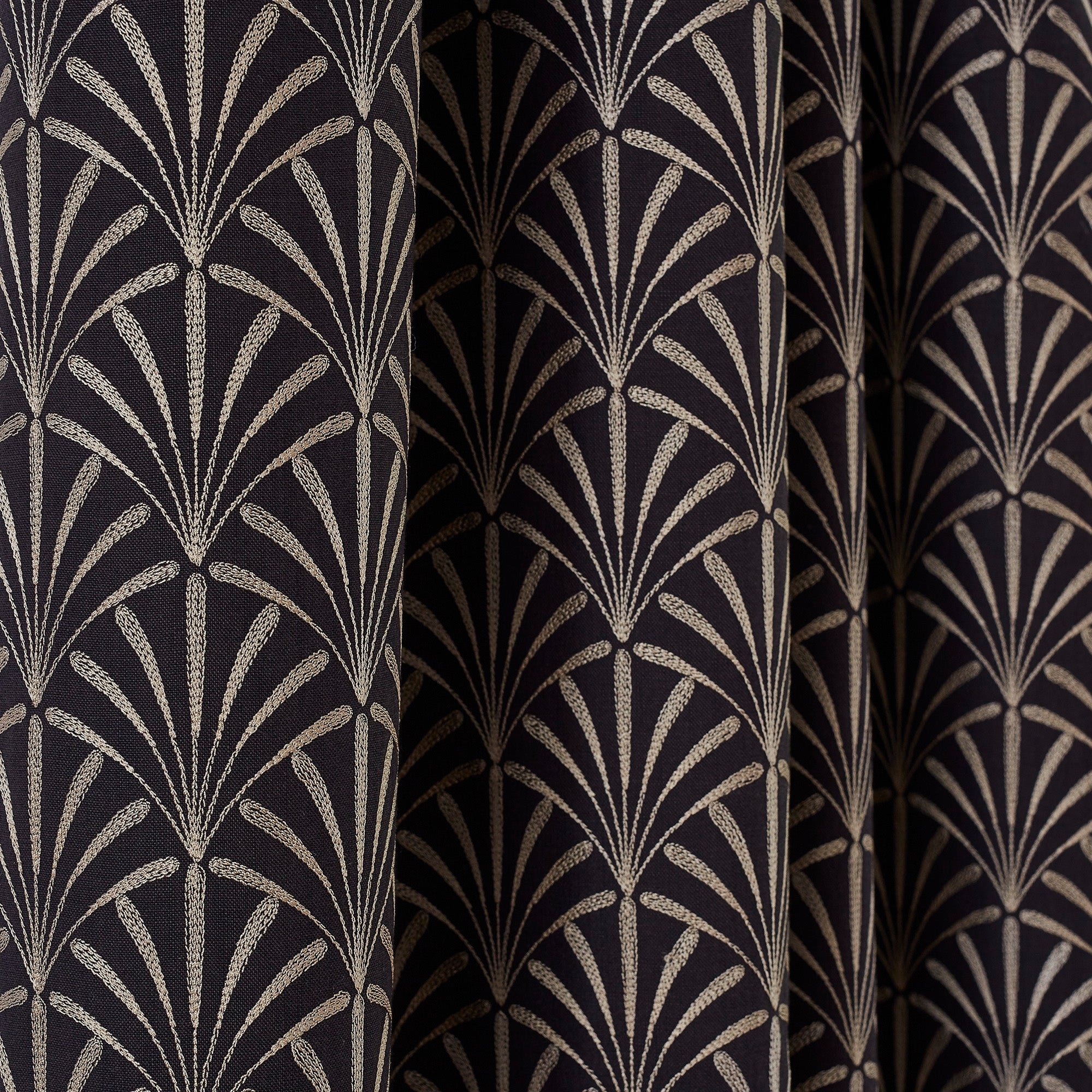 ARDECO - Lined cotton curtain with gathering tape MADURA Black