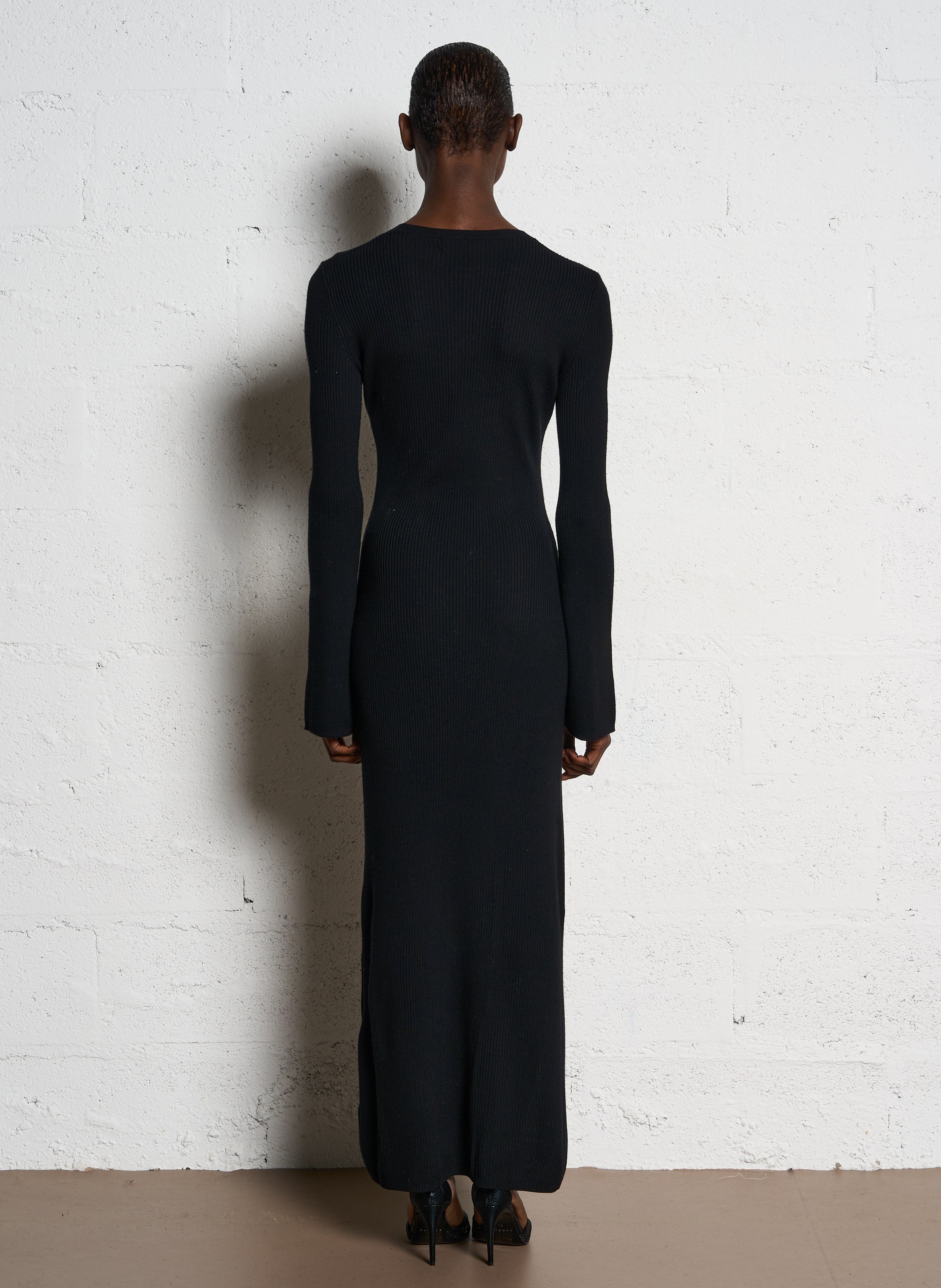 Long round-neck wool dress FROM FUTURE Black
