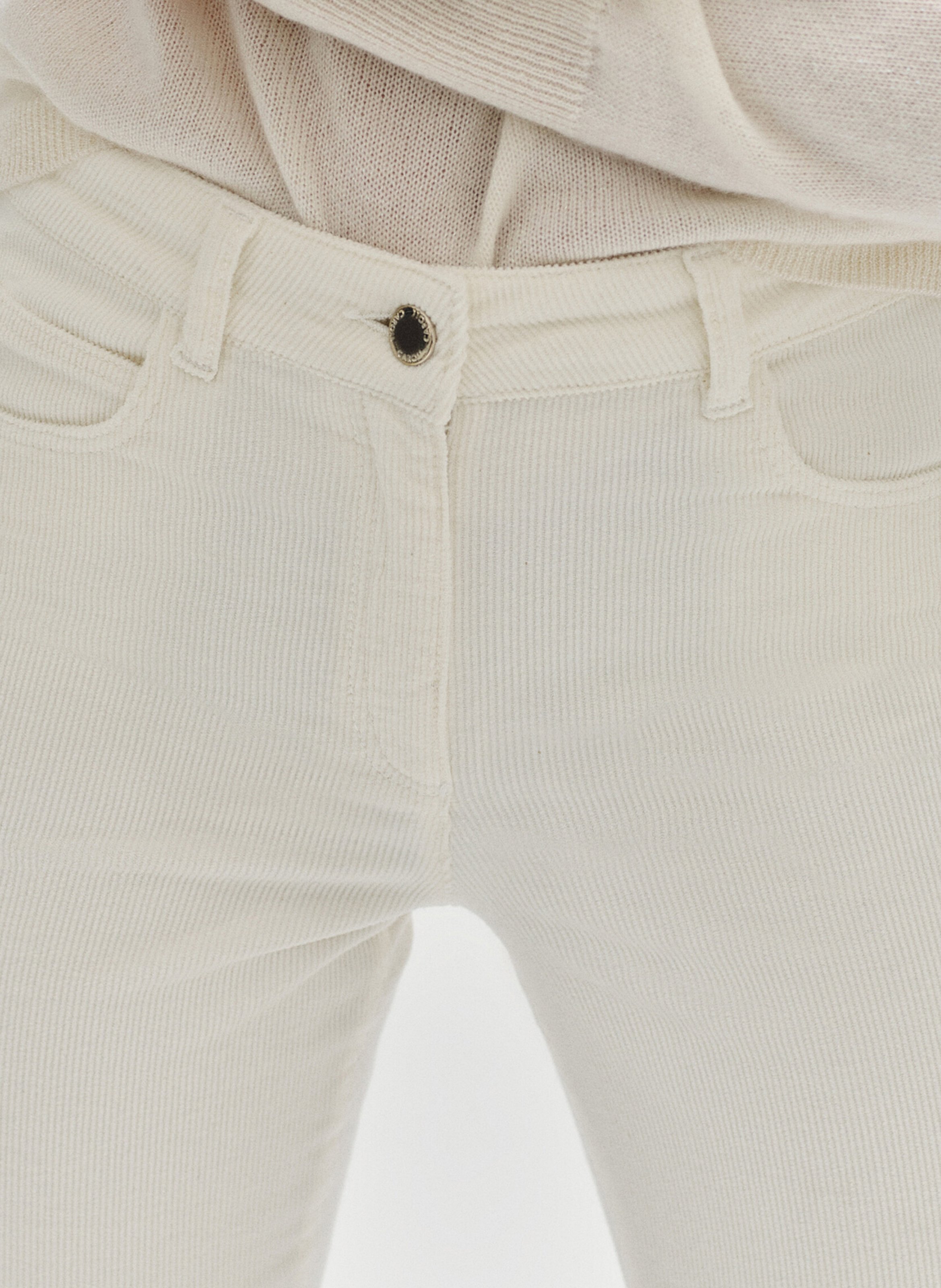 Pantalon droit en velours CAROLL Beige