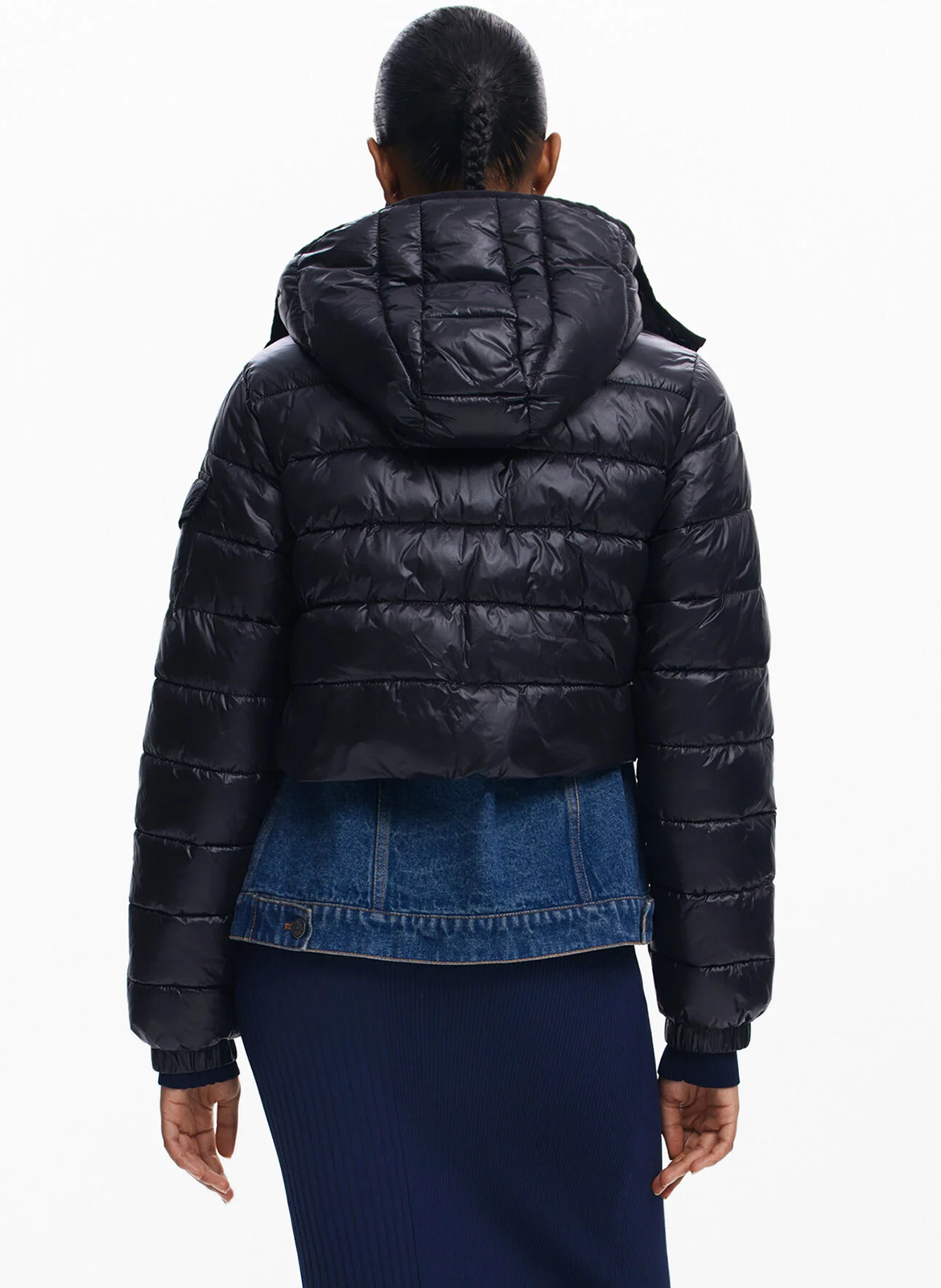 Doudoune courte combinée Noir Desigual Femme Place des