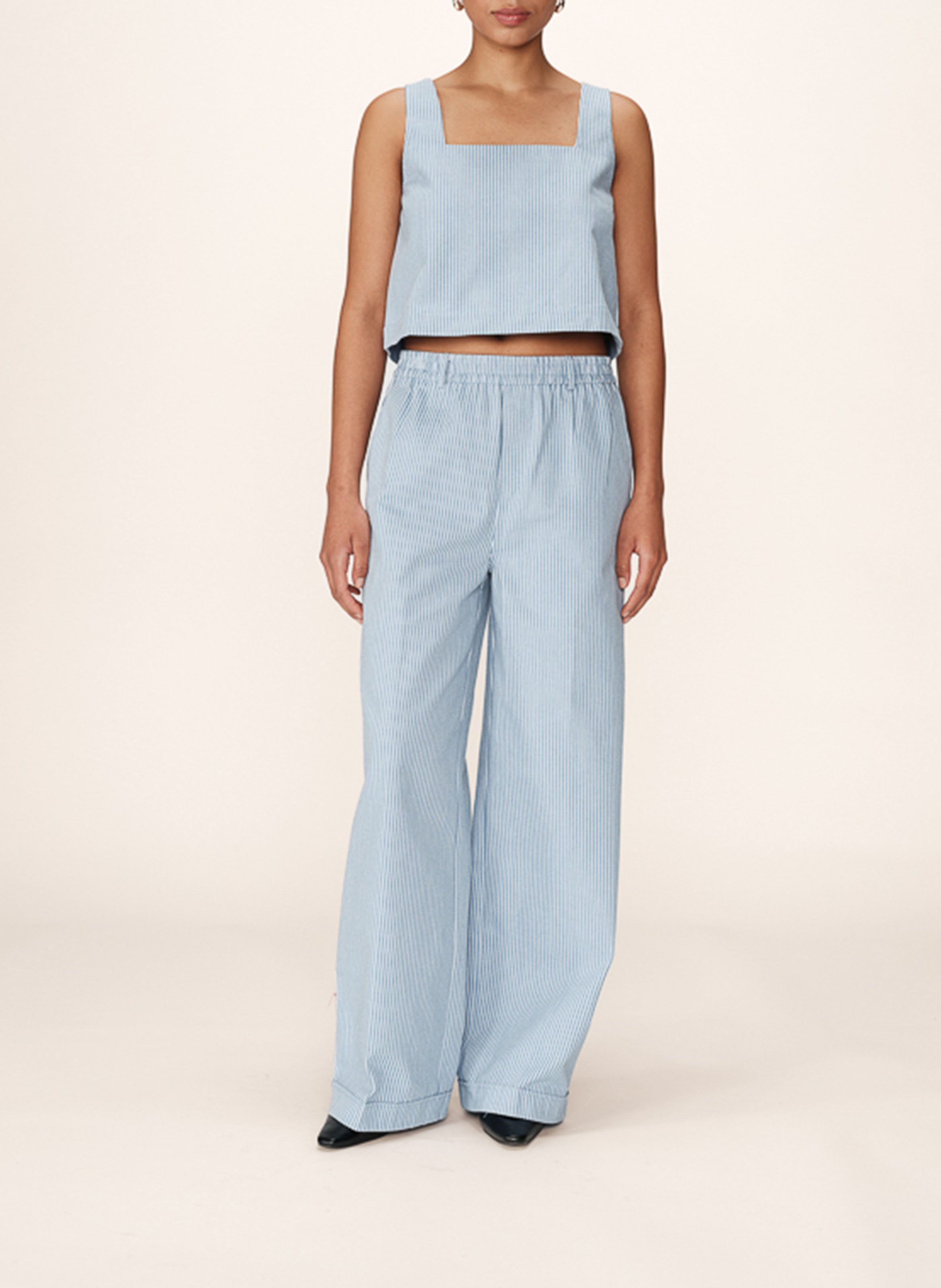 Pantalon droit rayé GRACE ET MILA Blue