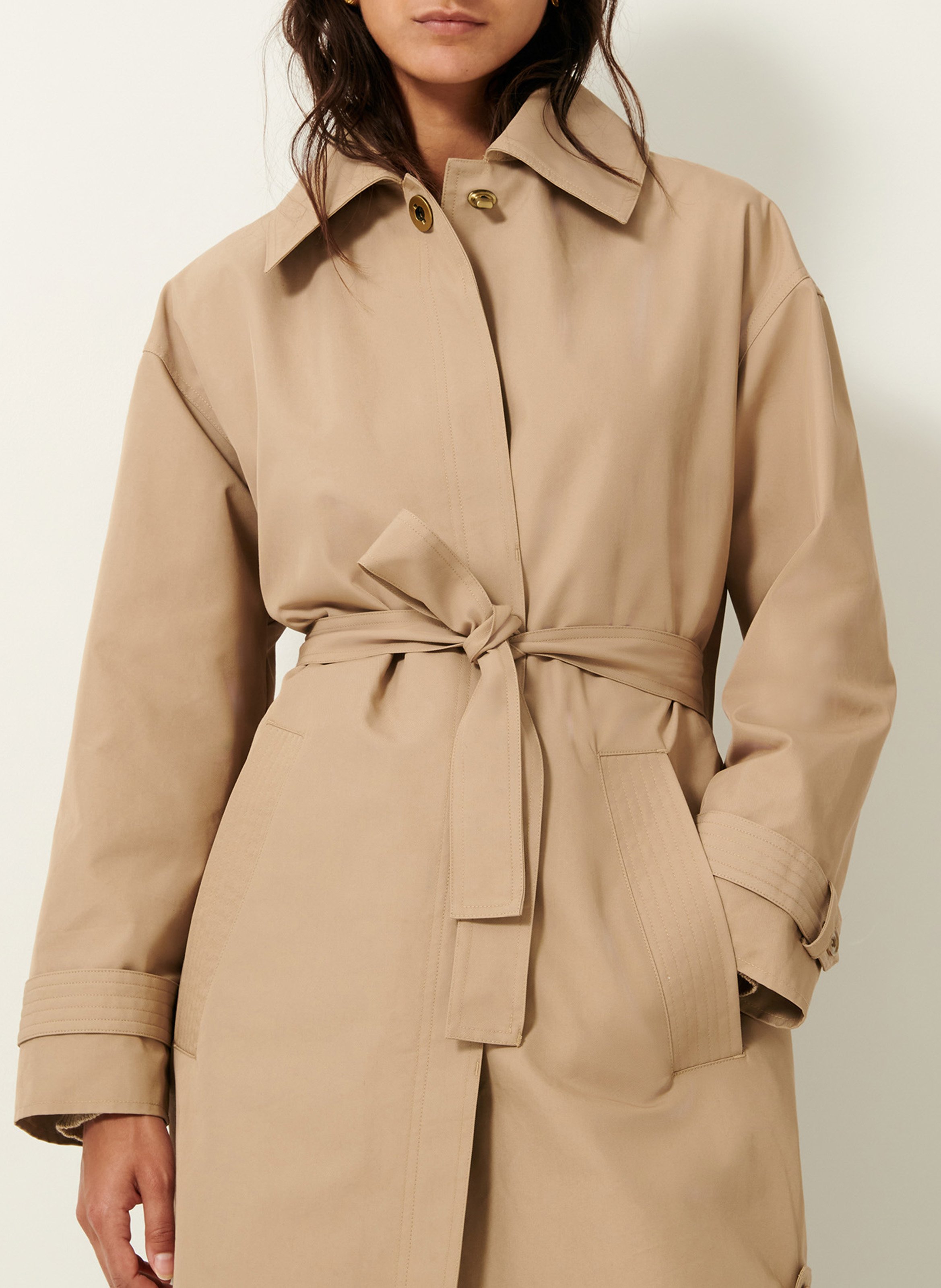 Long cotton-blend trench SESSUN Beige