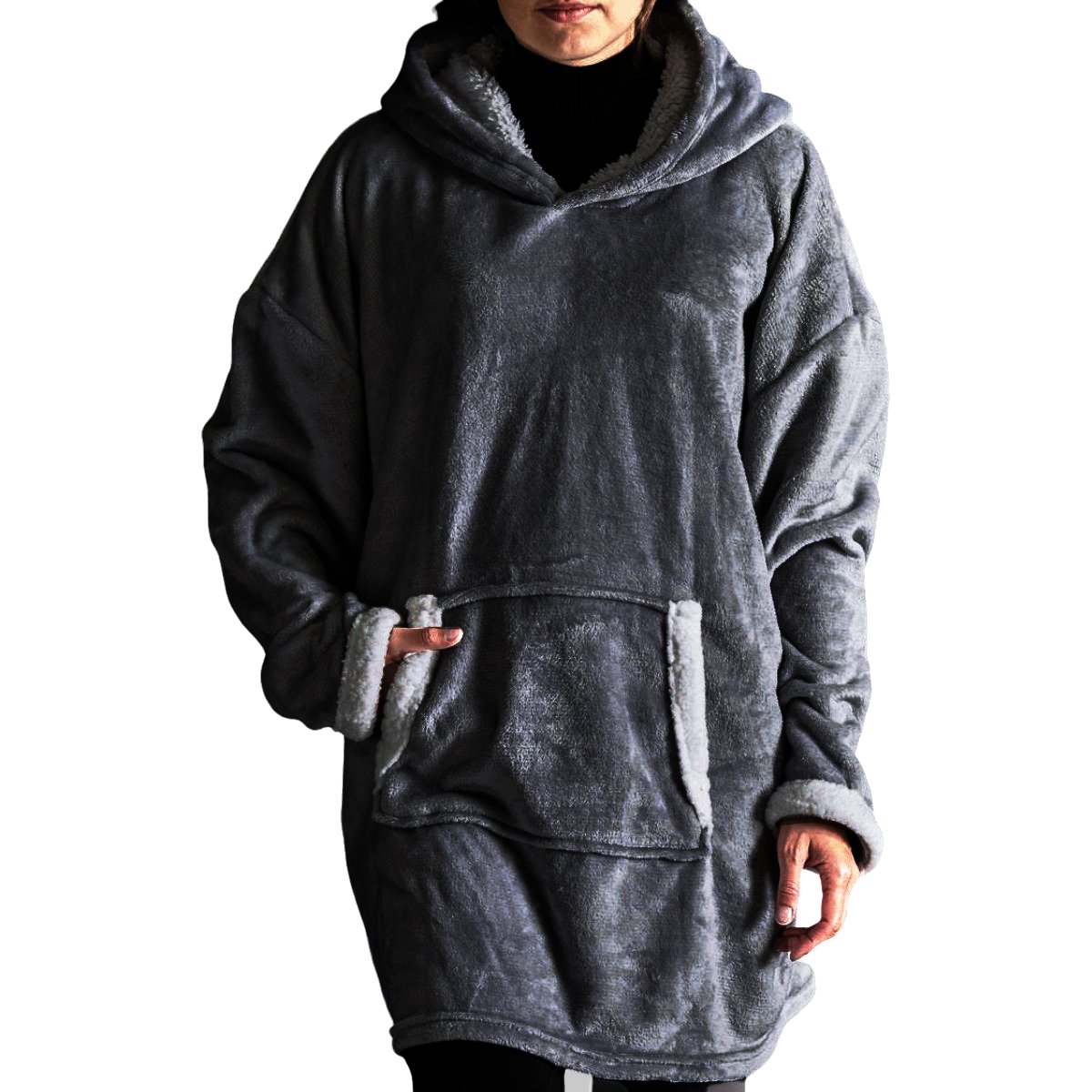 Checked fleece sweatshirt TODAY LINGE DE MAISON Grey