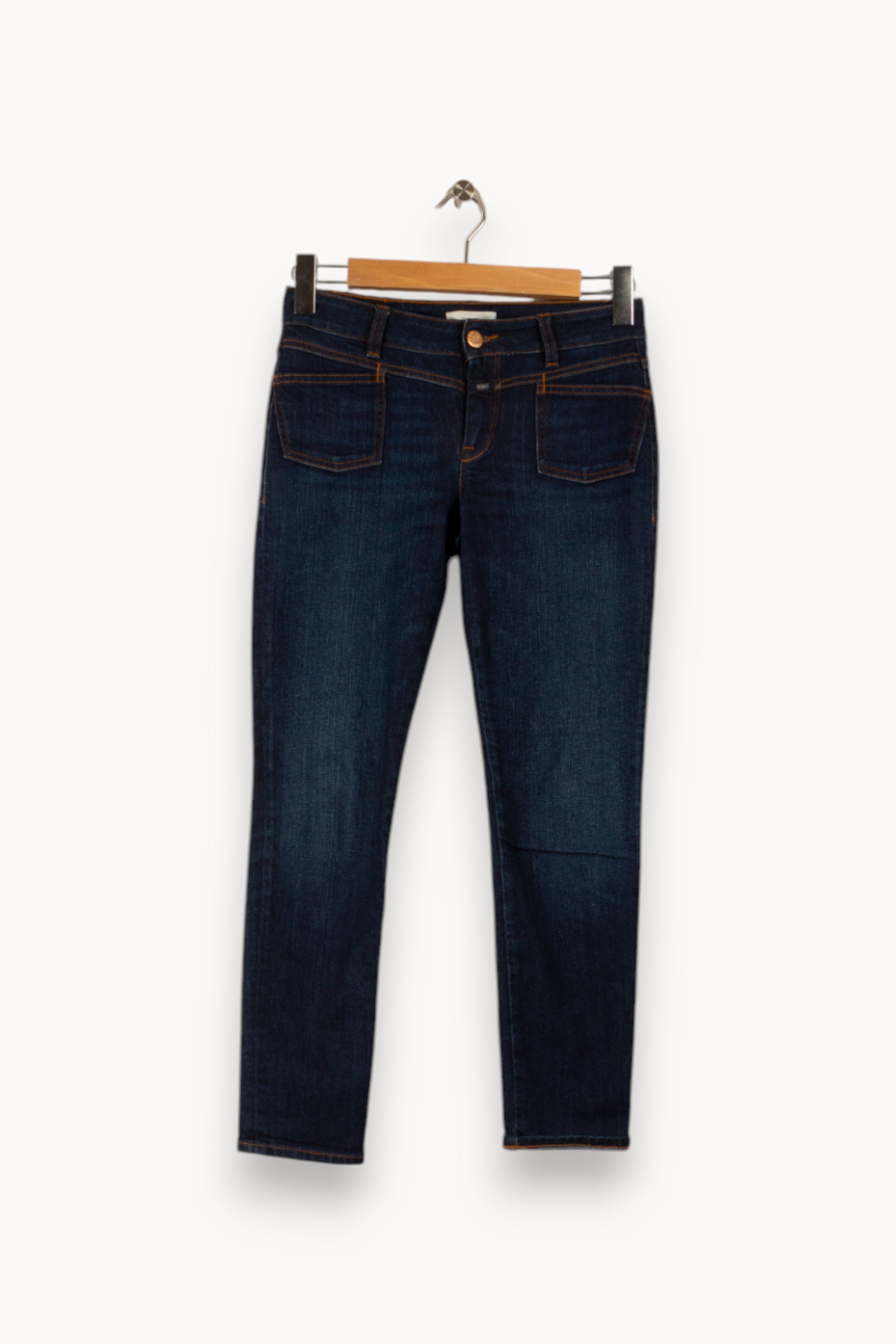 Cropped slim jeans with studs CLOSED - Seconde Main Blue