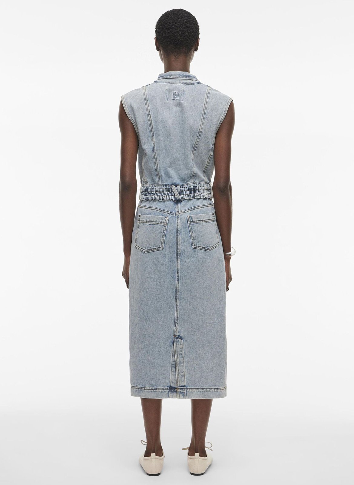 Midikleid aus Baumwoll-Mix ROUGE EDIT Blau