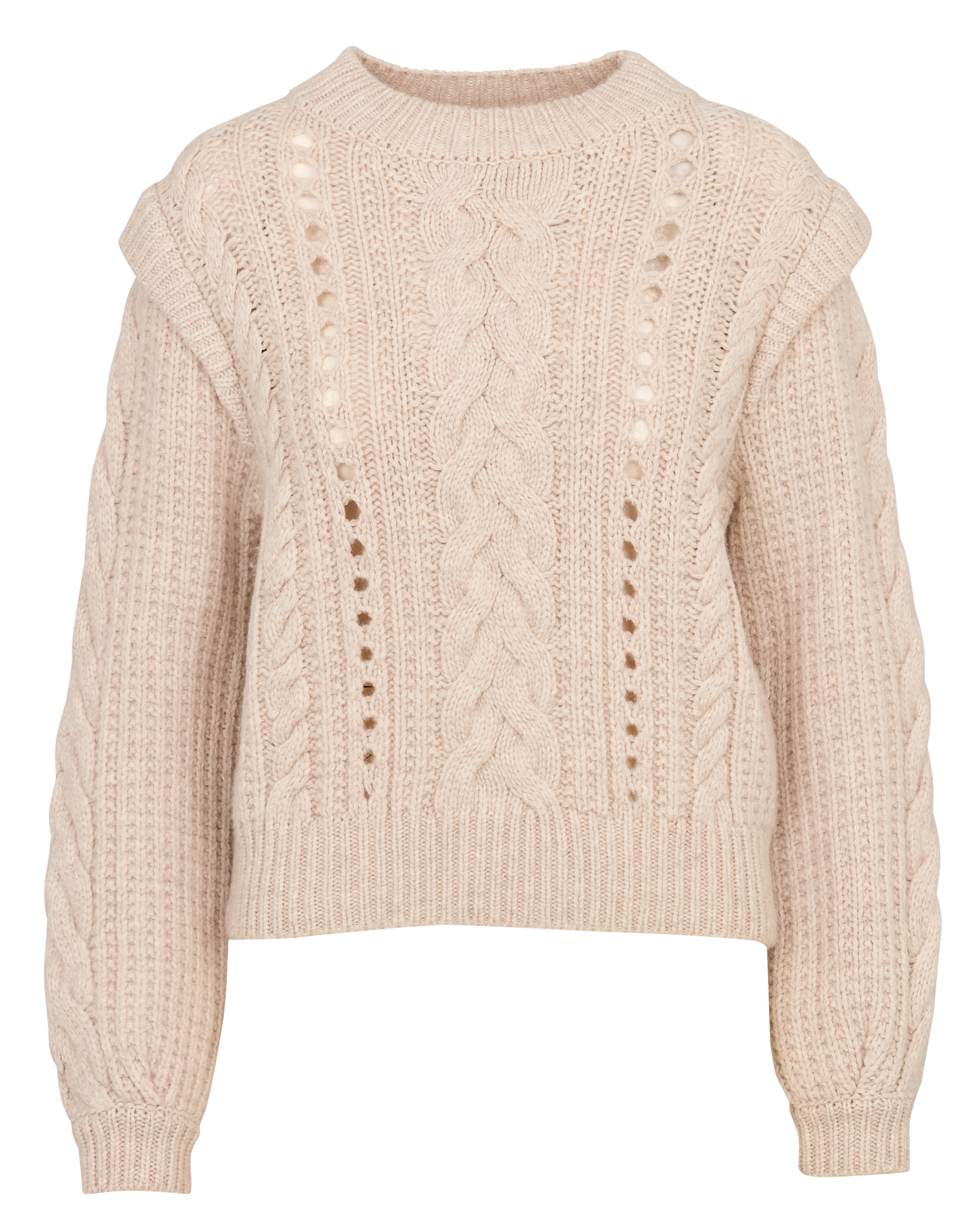 Boat-neck contrast-knit wool sweater  Beige