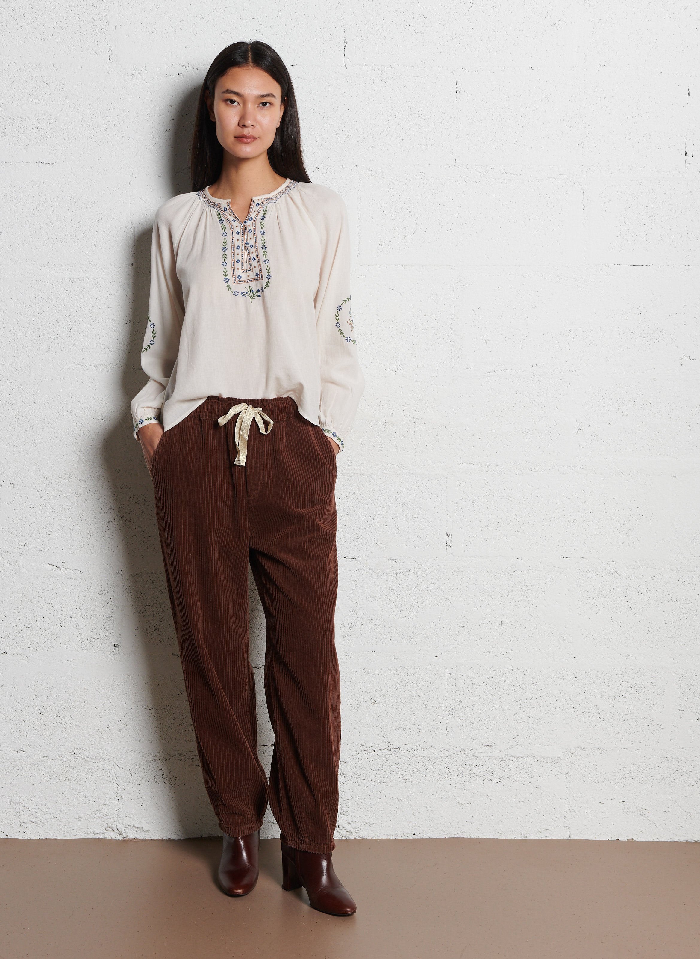 Henley-Bluse aus Baumwolle EMILE ET IDA Beige