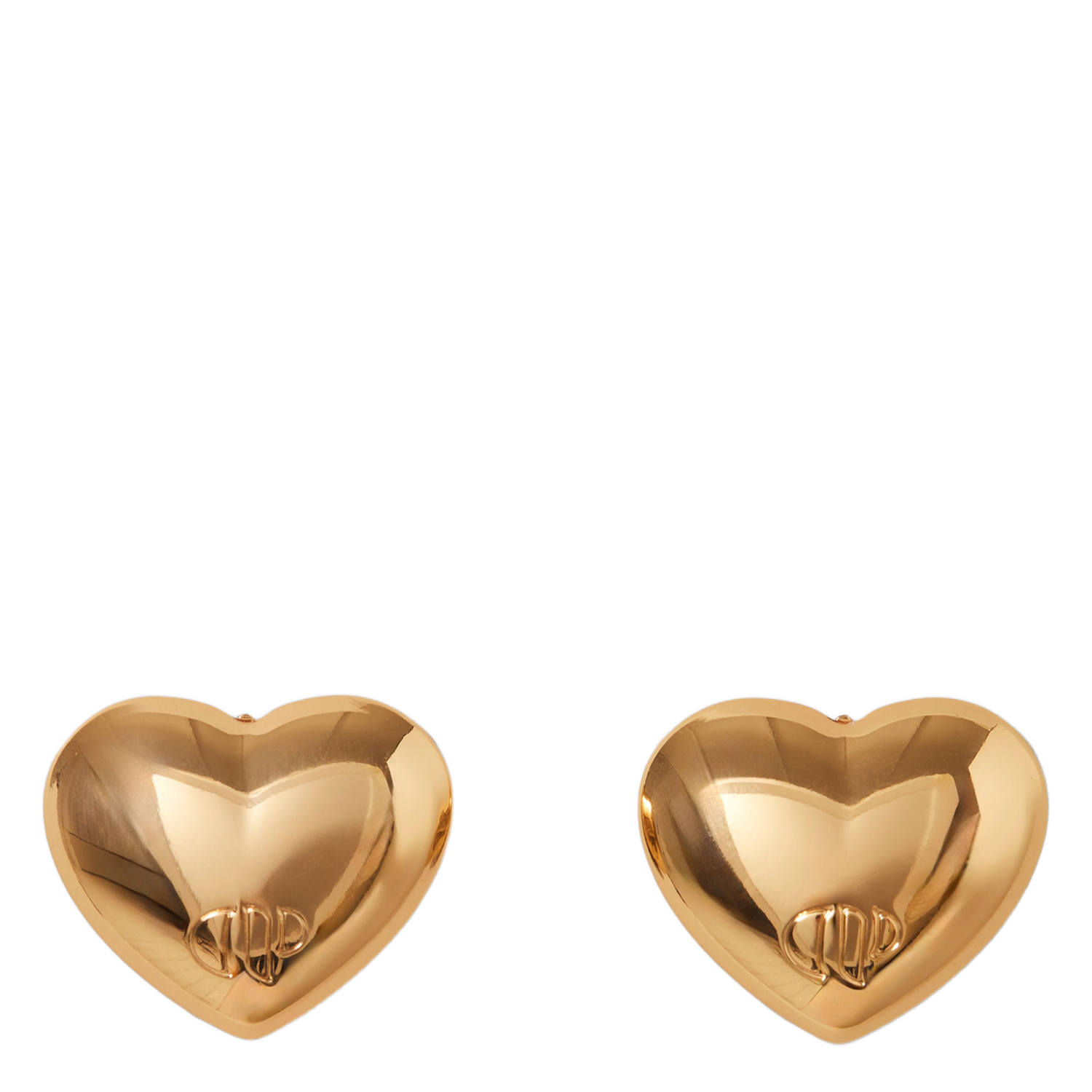 Oorbellen met hartvormige hangers en gegraveerd logo. CLAUDIE PIERLOT Goudkleurig