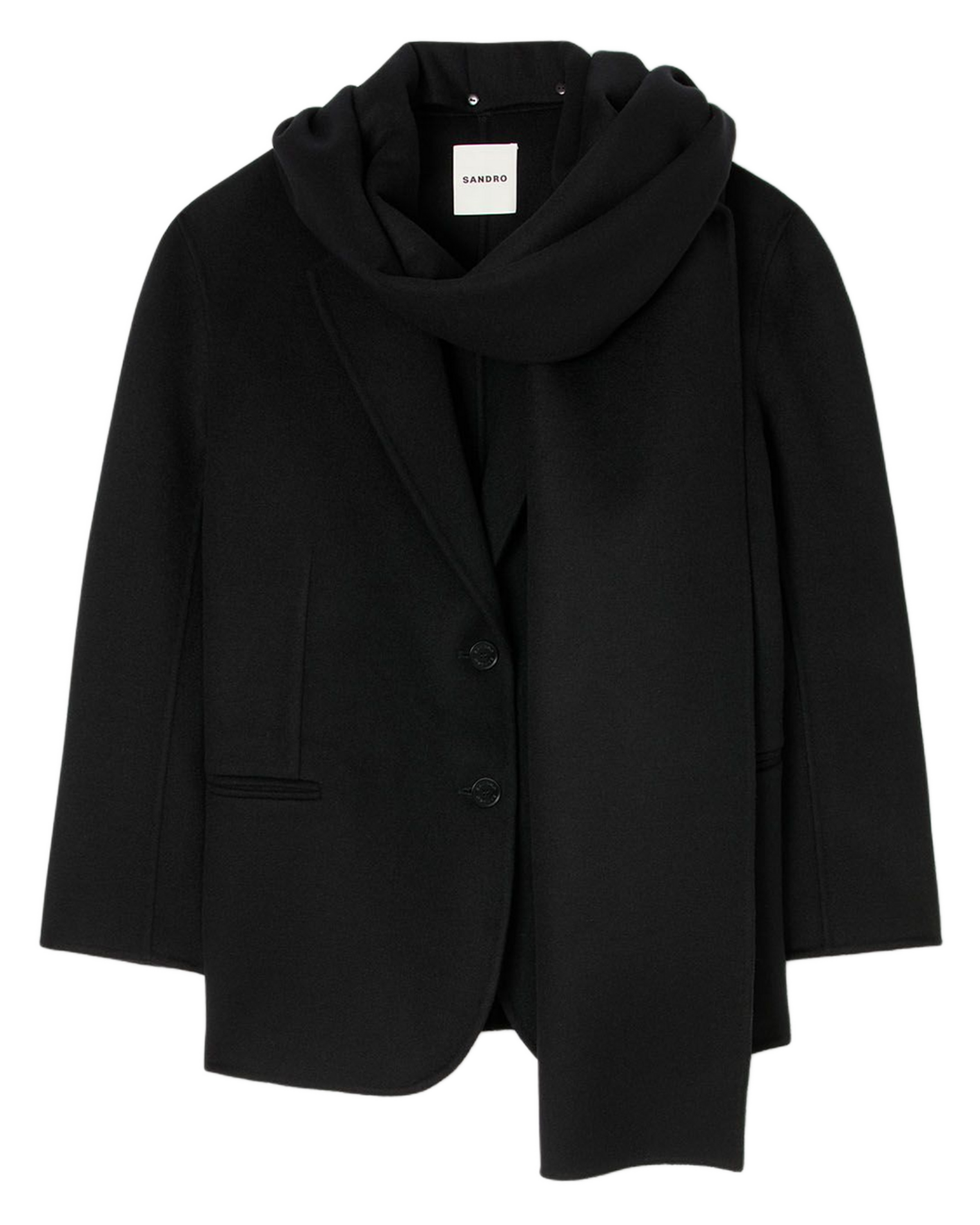 Jas sjaal 2-in-1 van wol SANDRO Zwart