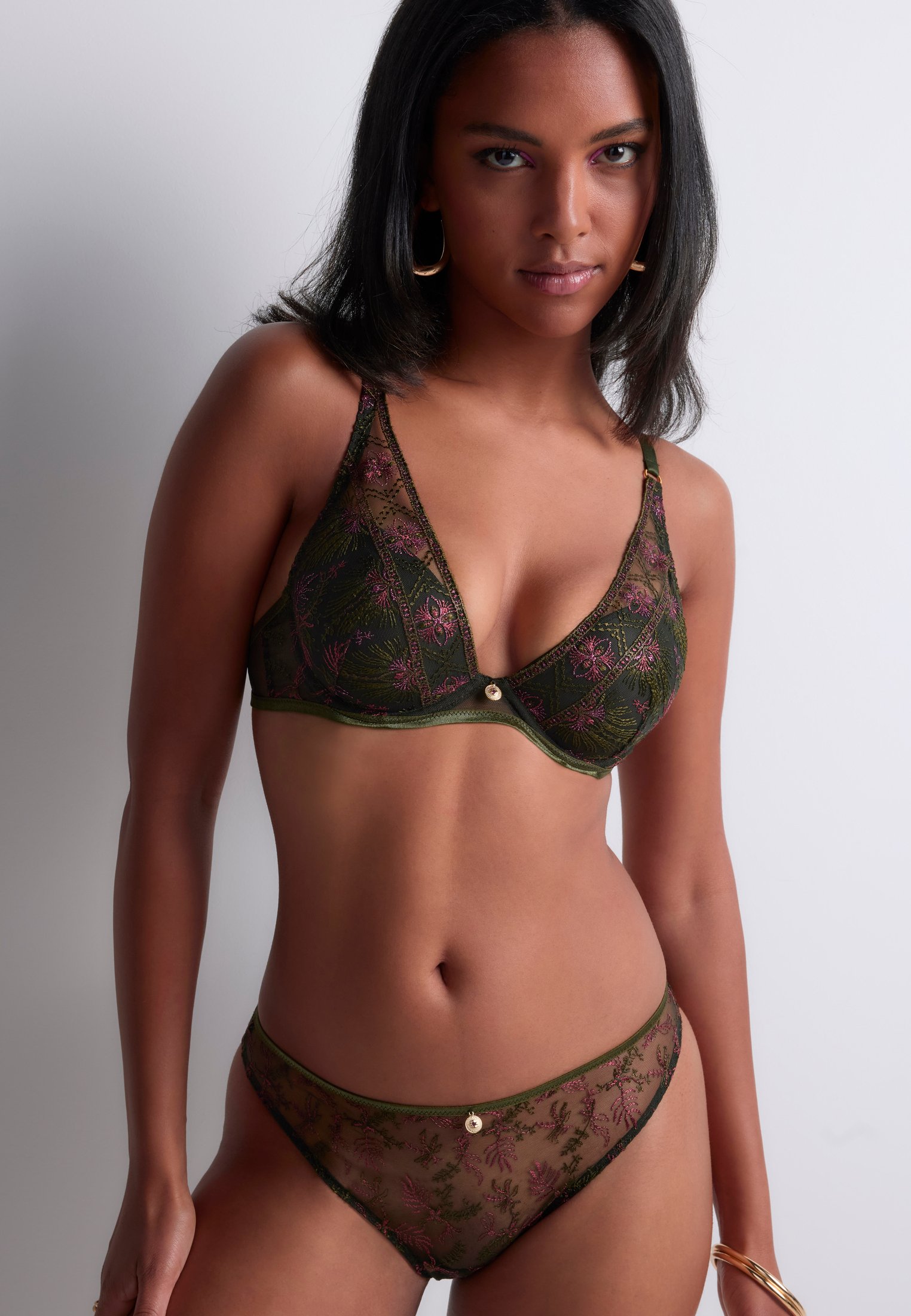 A Fleur De Toi scarf-style plunge bra AUBADE Green