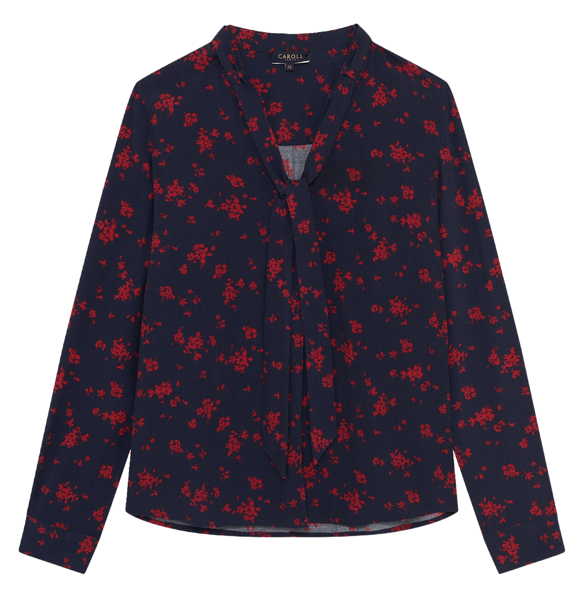 Blouse droite col V imprimée CAROLL Noir