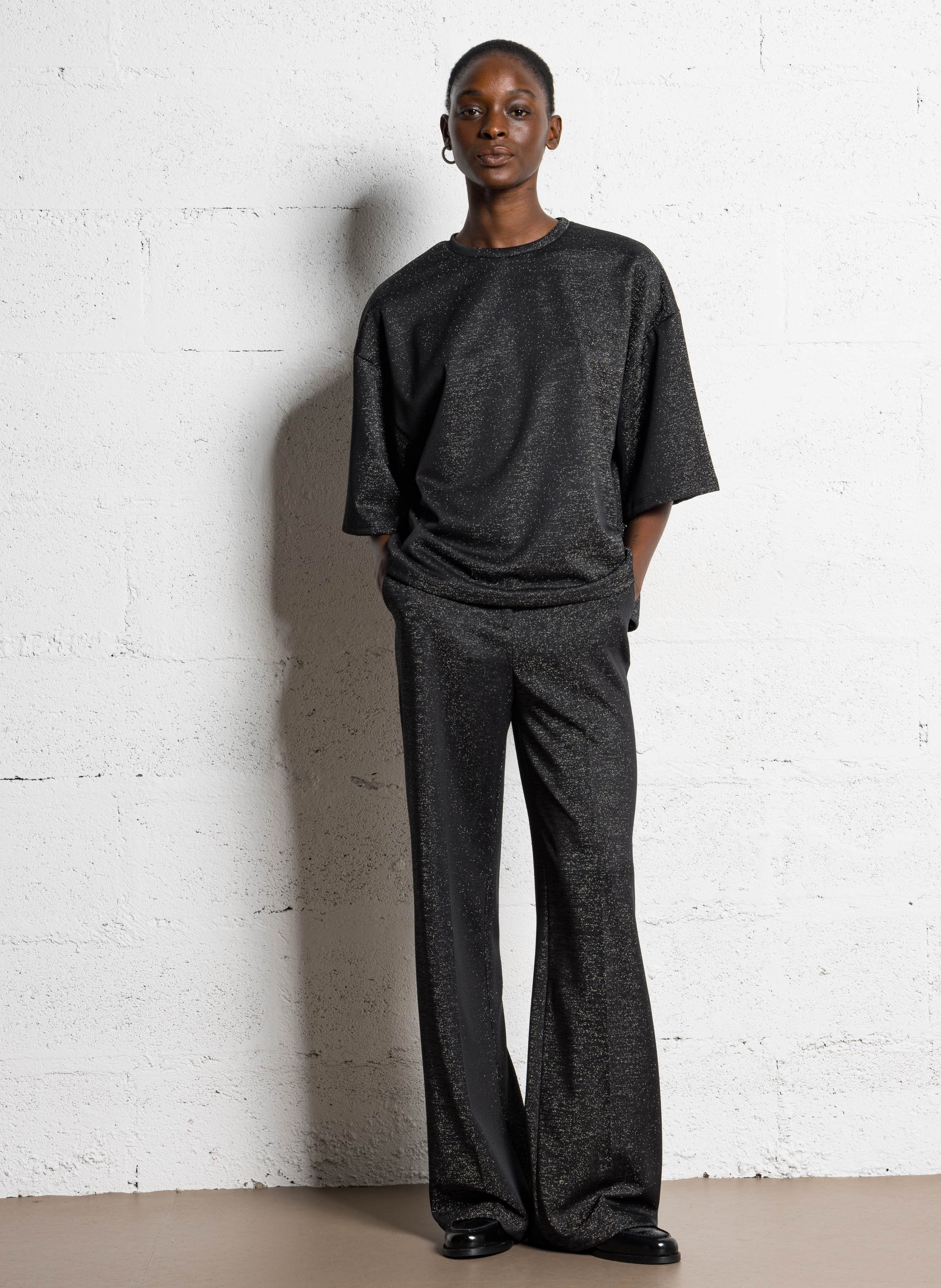 Oversized flowy sequined T-shirt IMPERIAL Black