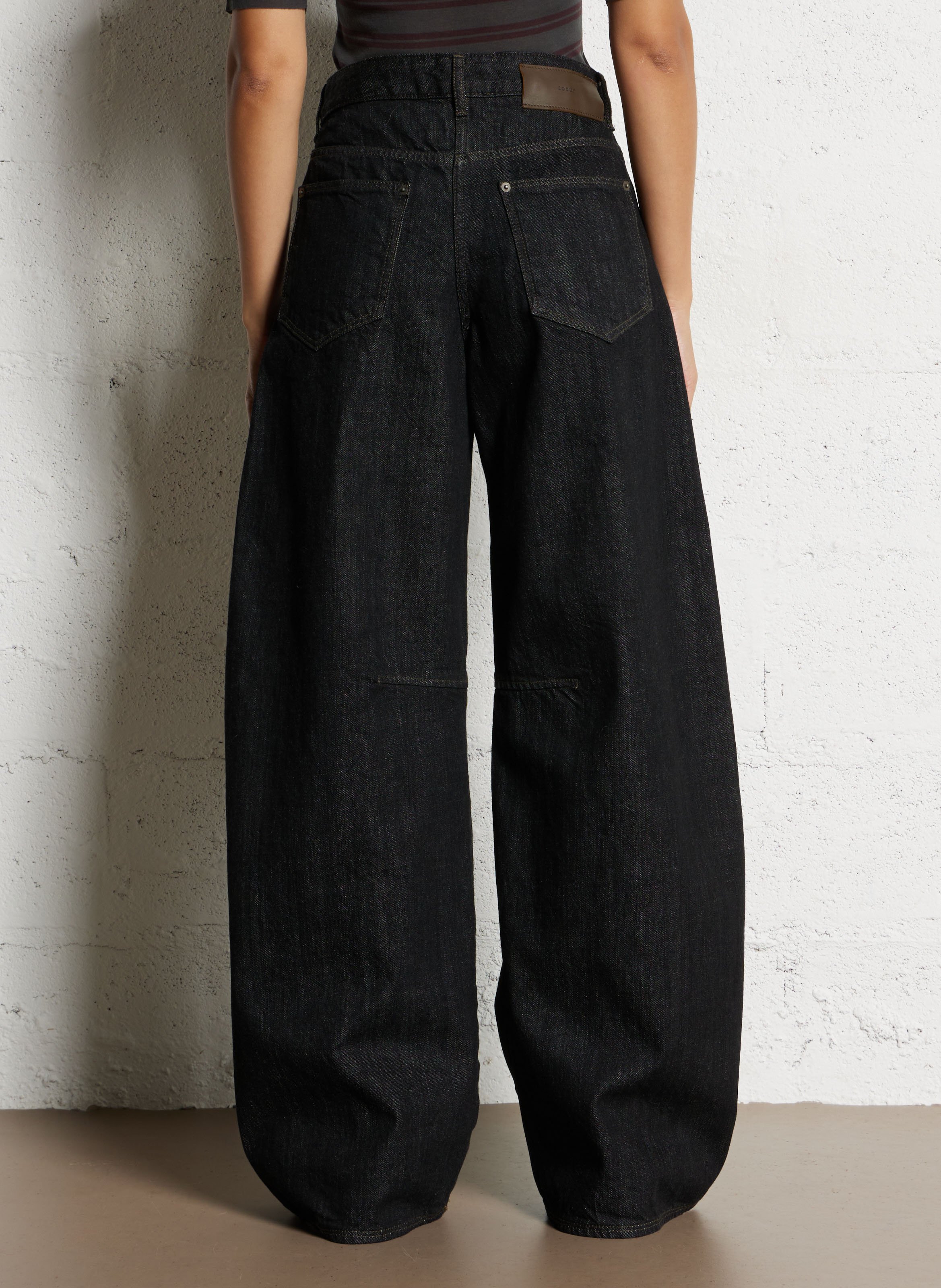Raw wide-leg jeans Black