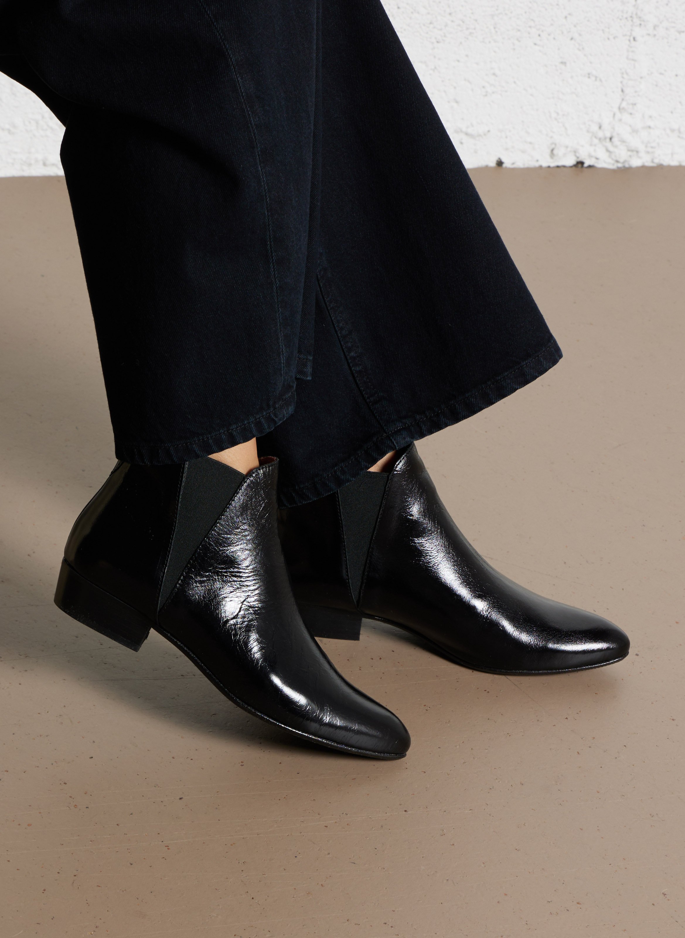 Bottines en cuir craquelé ANONYMOUS COPENHAGEN Noir
