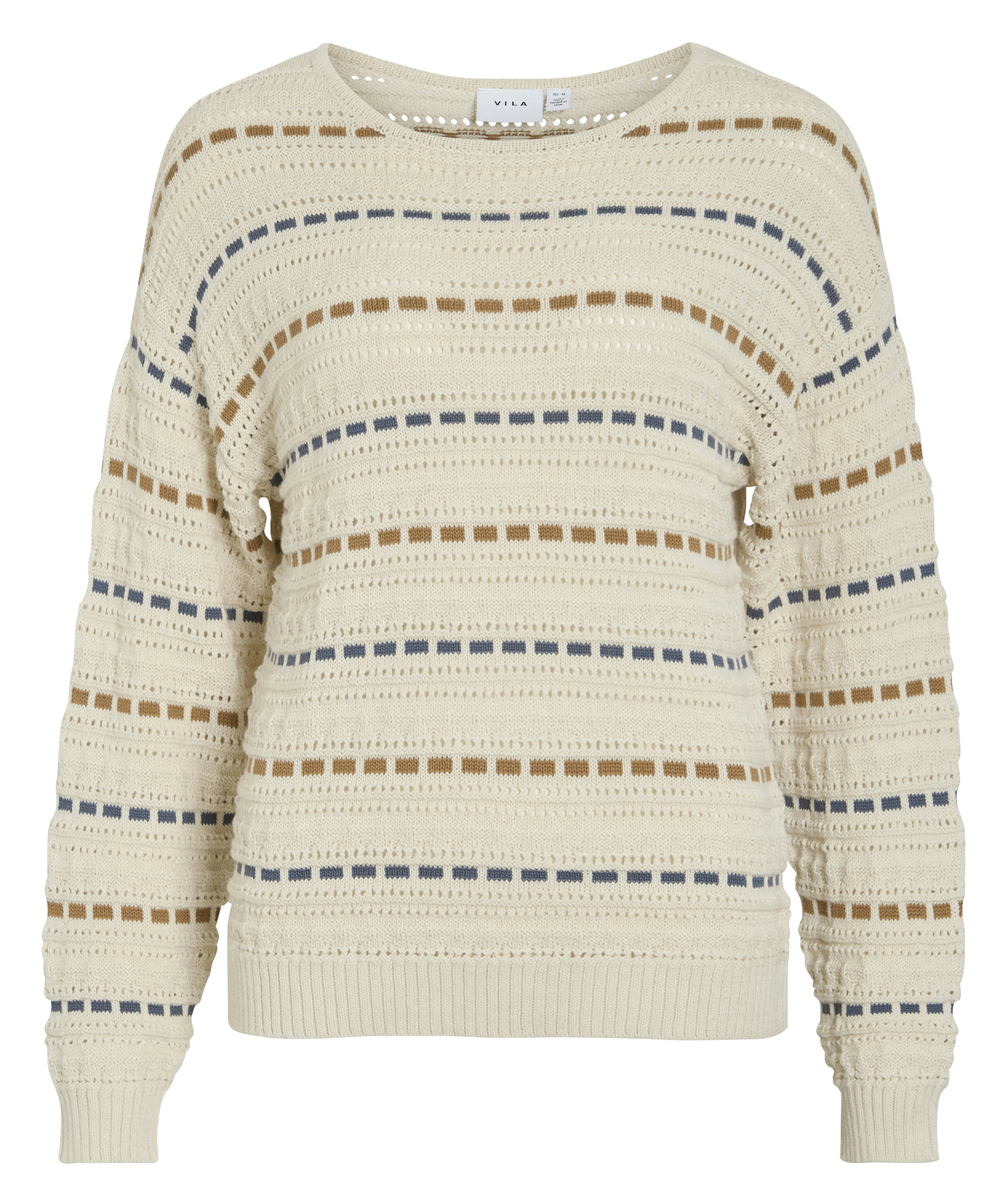 Pull col rond en coton mélangé VILA Beige