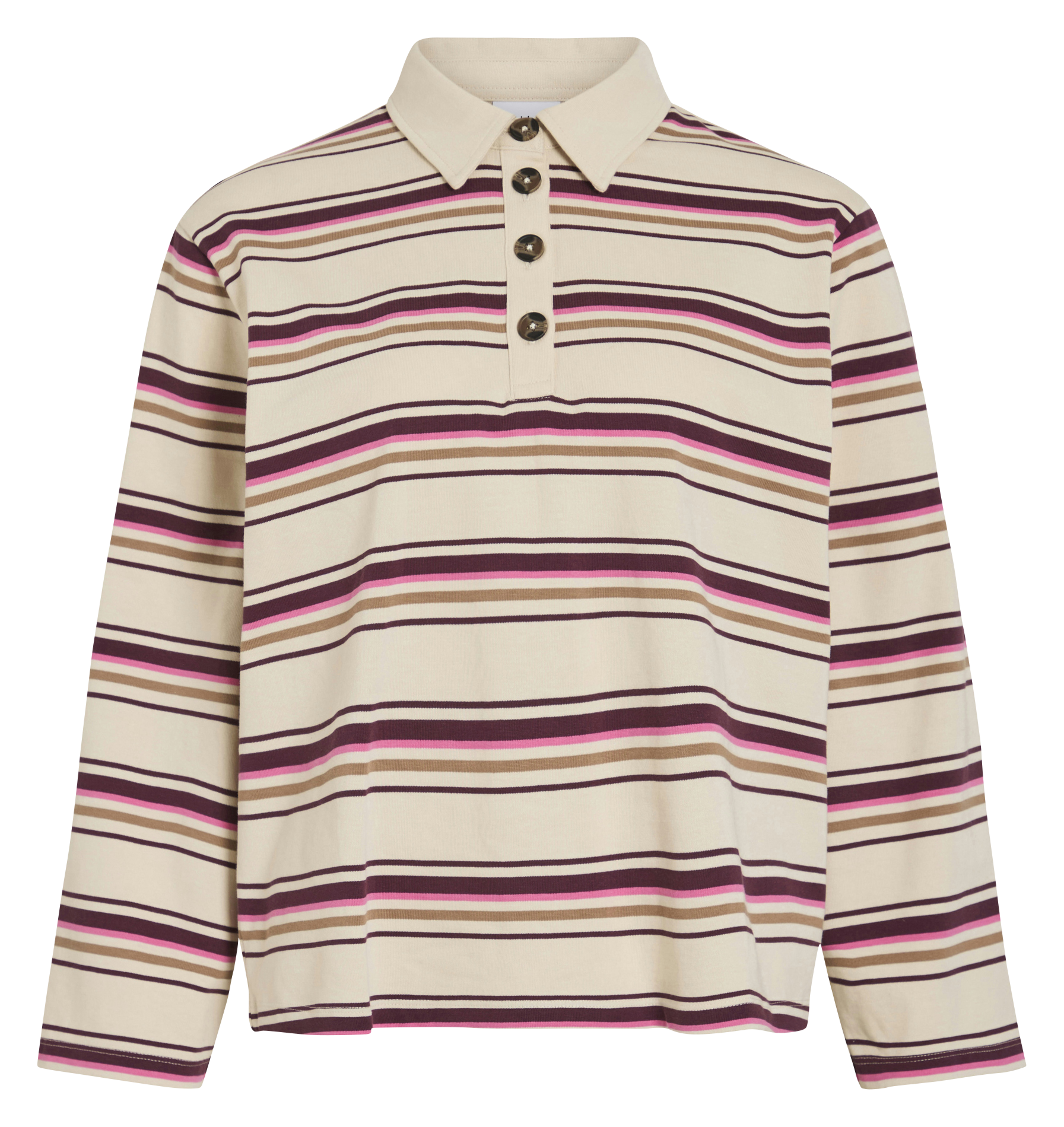 Top col polo en coton bio mélangé VILA Beige