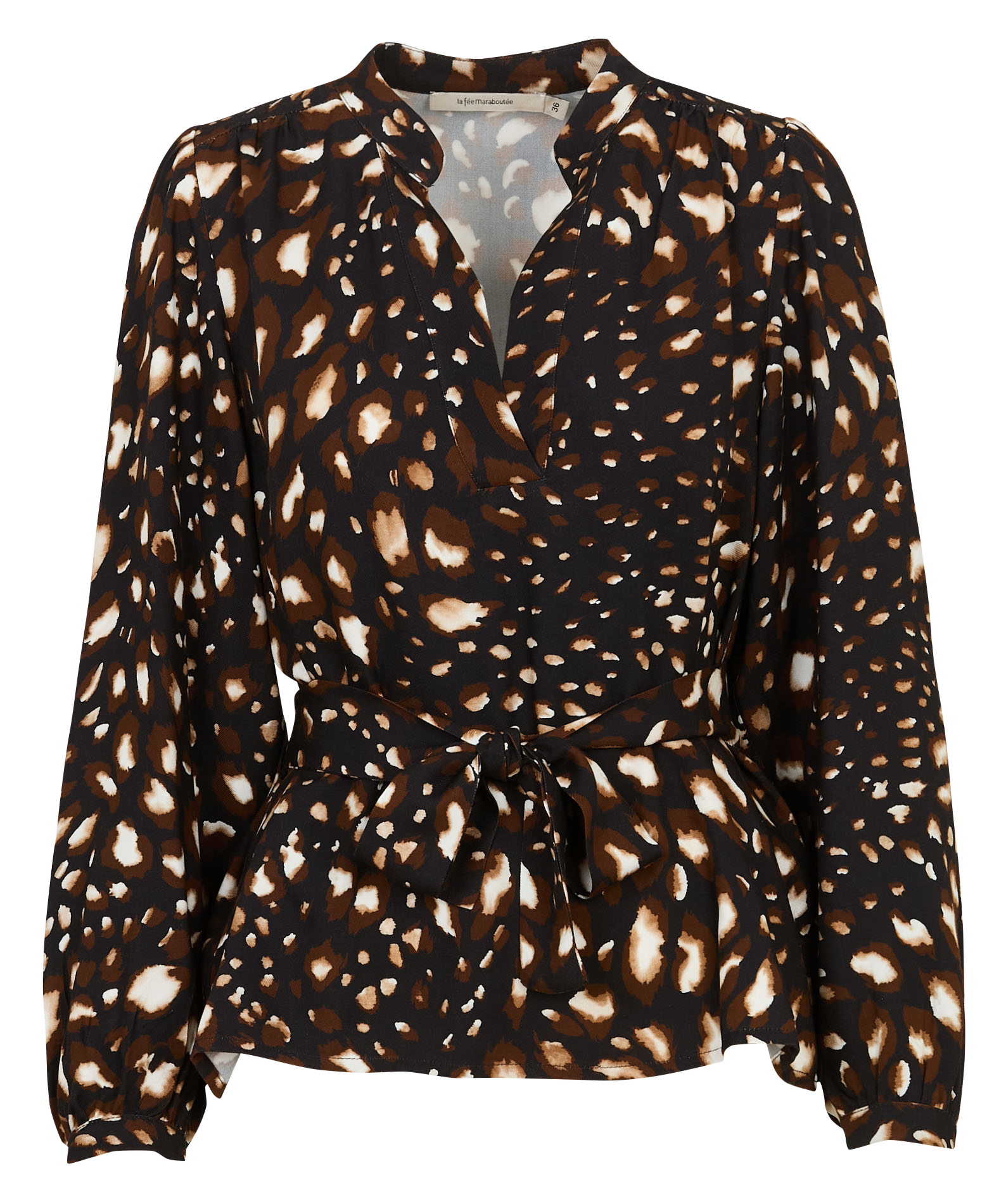 Blouse col tunisien imprimée  LA FEE MARABOUTEE Noir