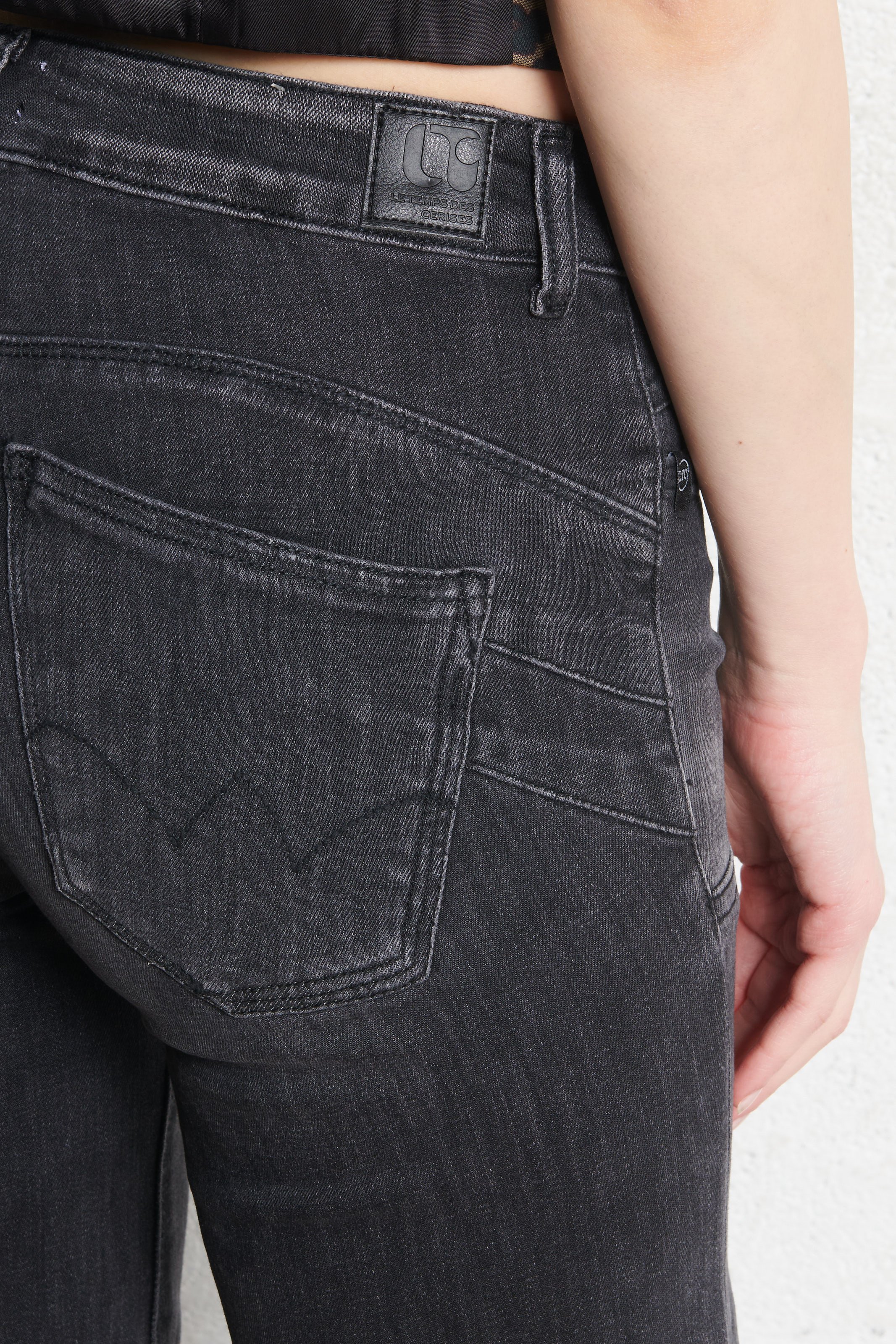 Jean évasée en coton mélangé LE TEMPS DES CERISES Gris