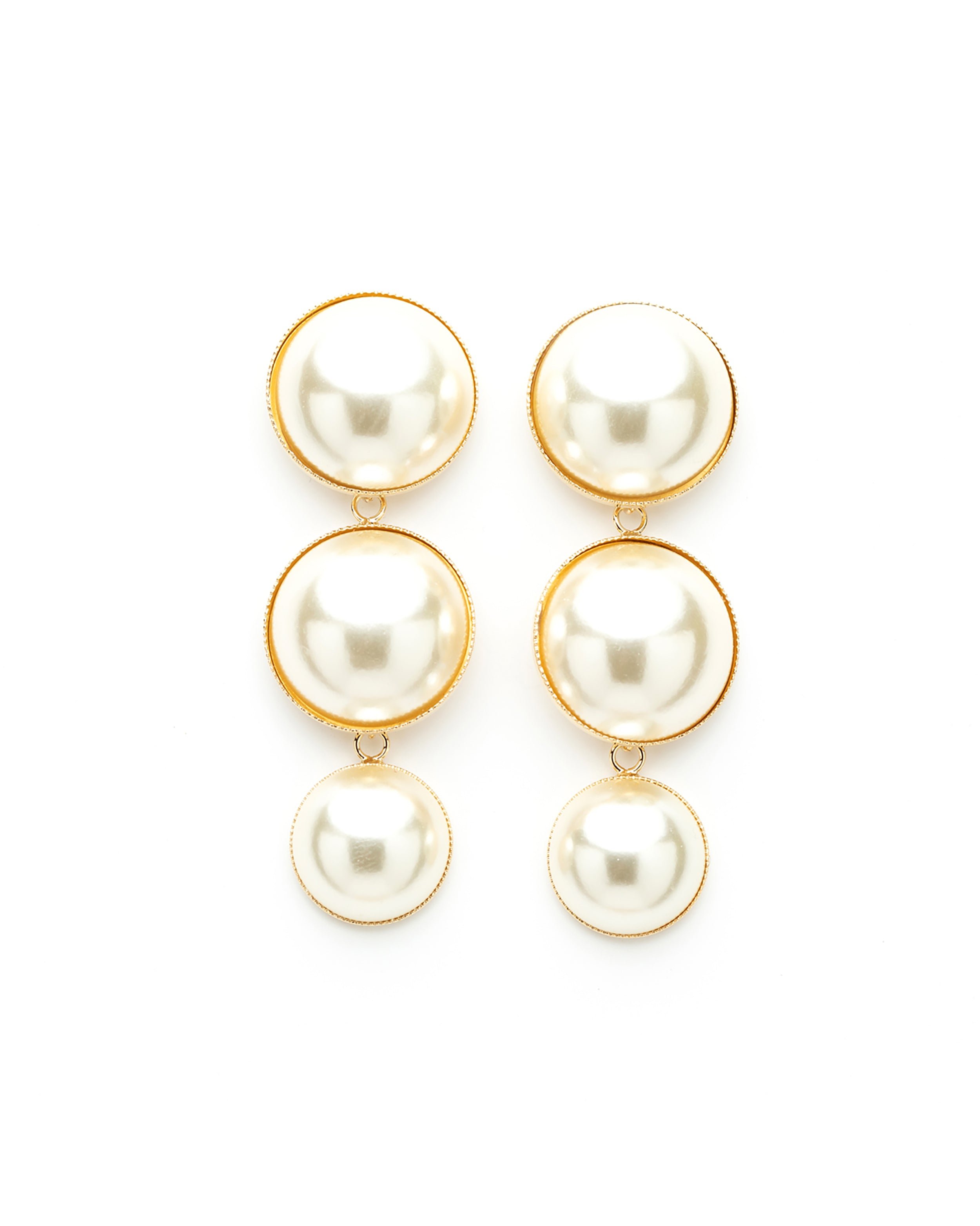 Maxi silver-plated pearl drop stud earrings MONSIEUR SIMONE
