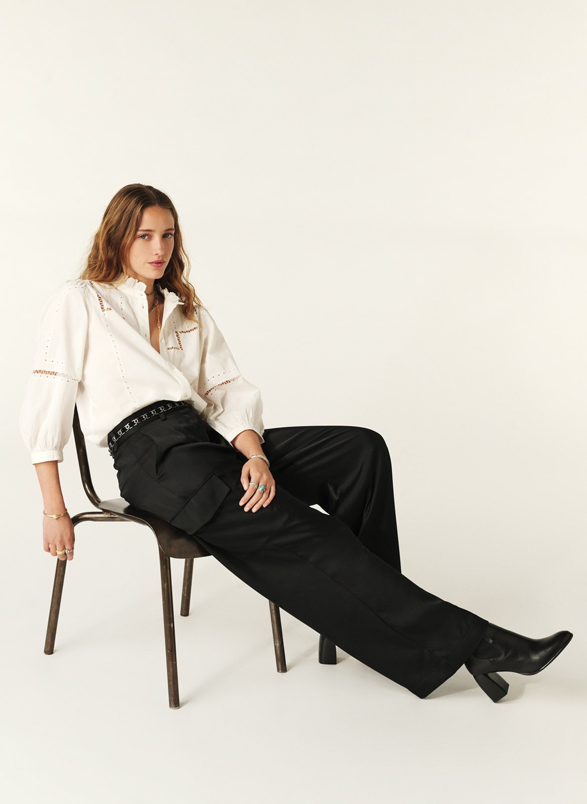 Pantalon large taille haute BA&SH Noir