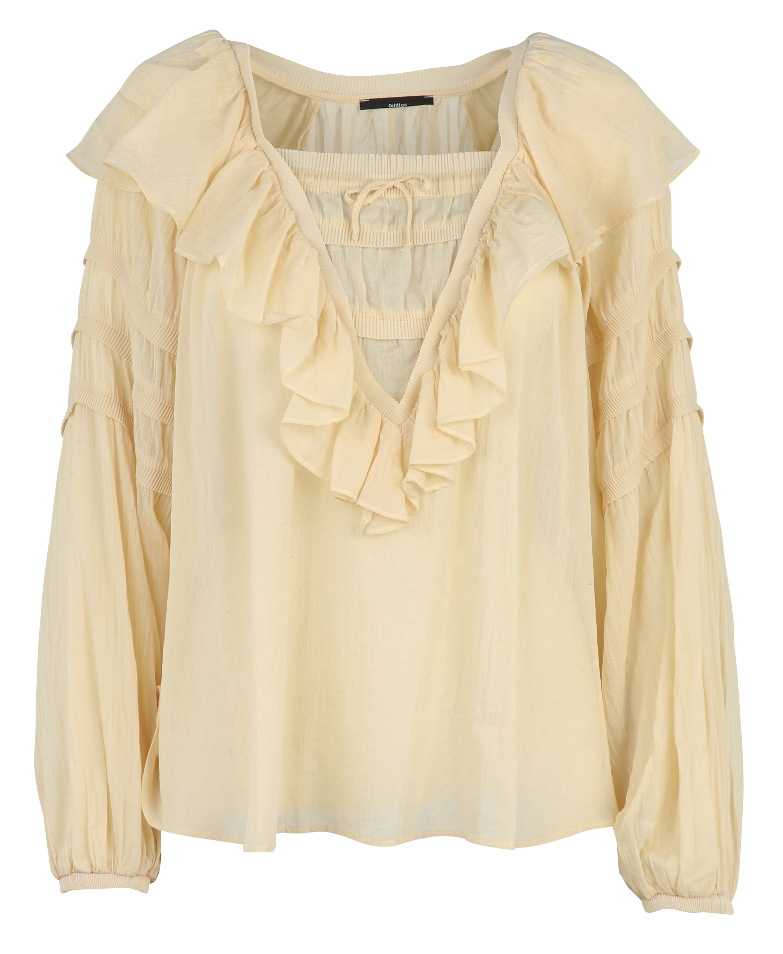 Top bouffant uni à volants COTELAC Blanc