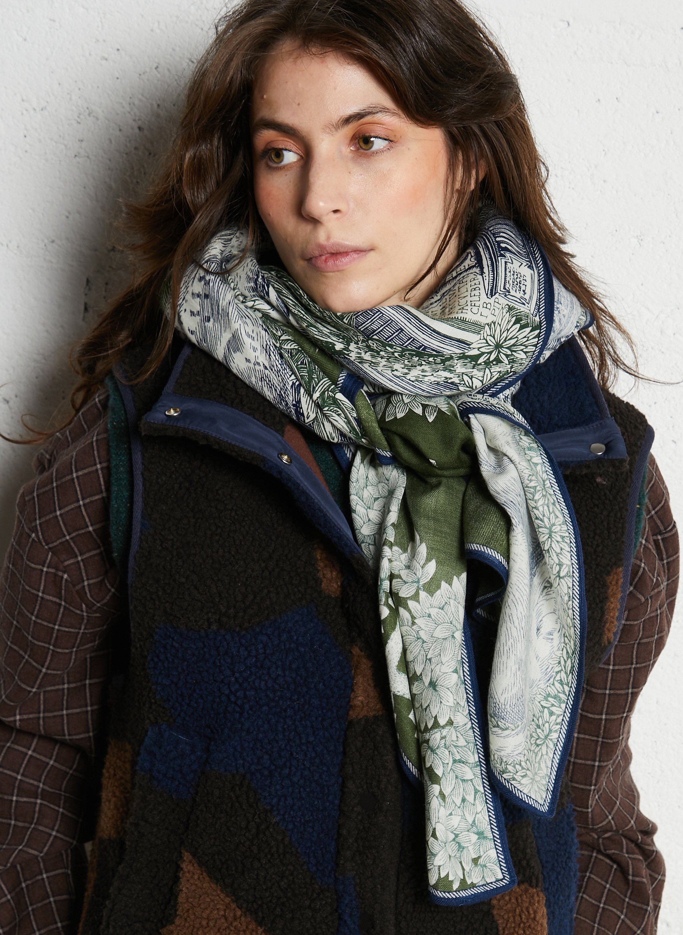 Schal aus gemischter Wolle und Seide mit Druck INOUI EDITIONS