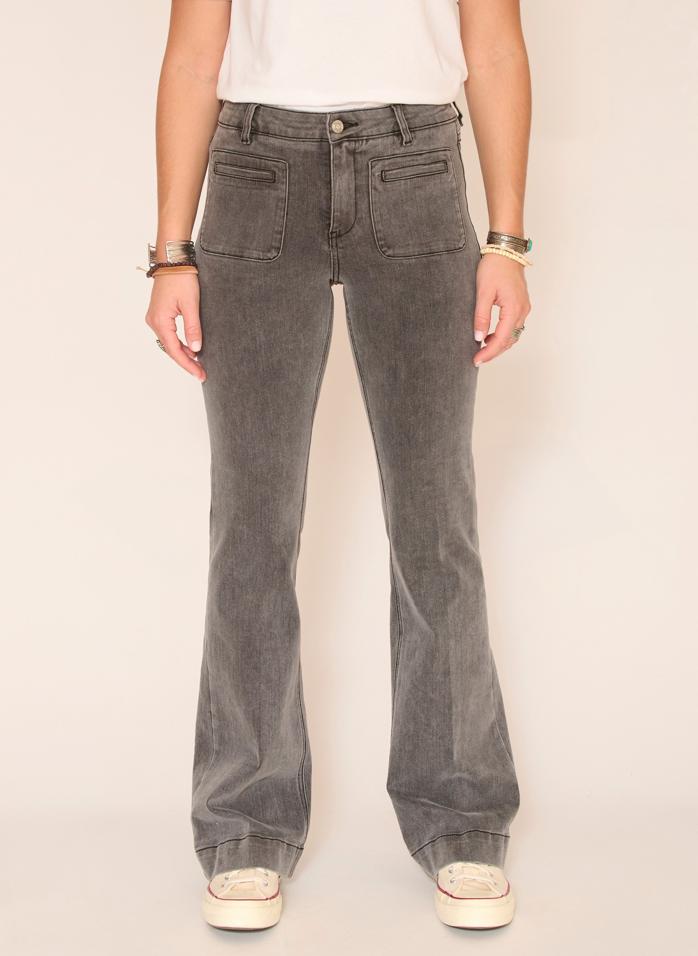 Jean boot-cut en coton mélangé MKT Gris