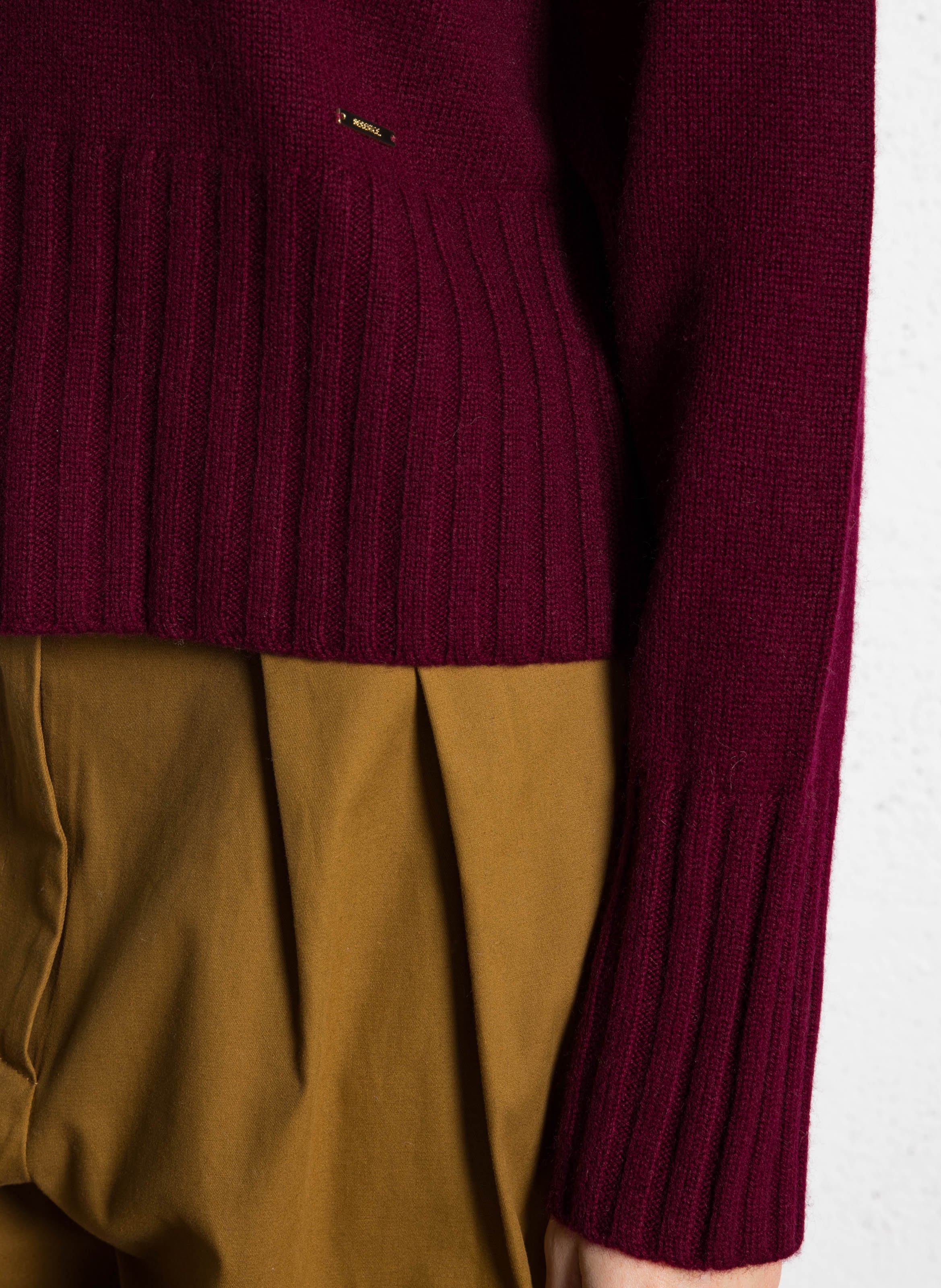 Pull oversize col rond en cachemire et laine BERENICE Prune