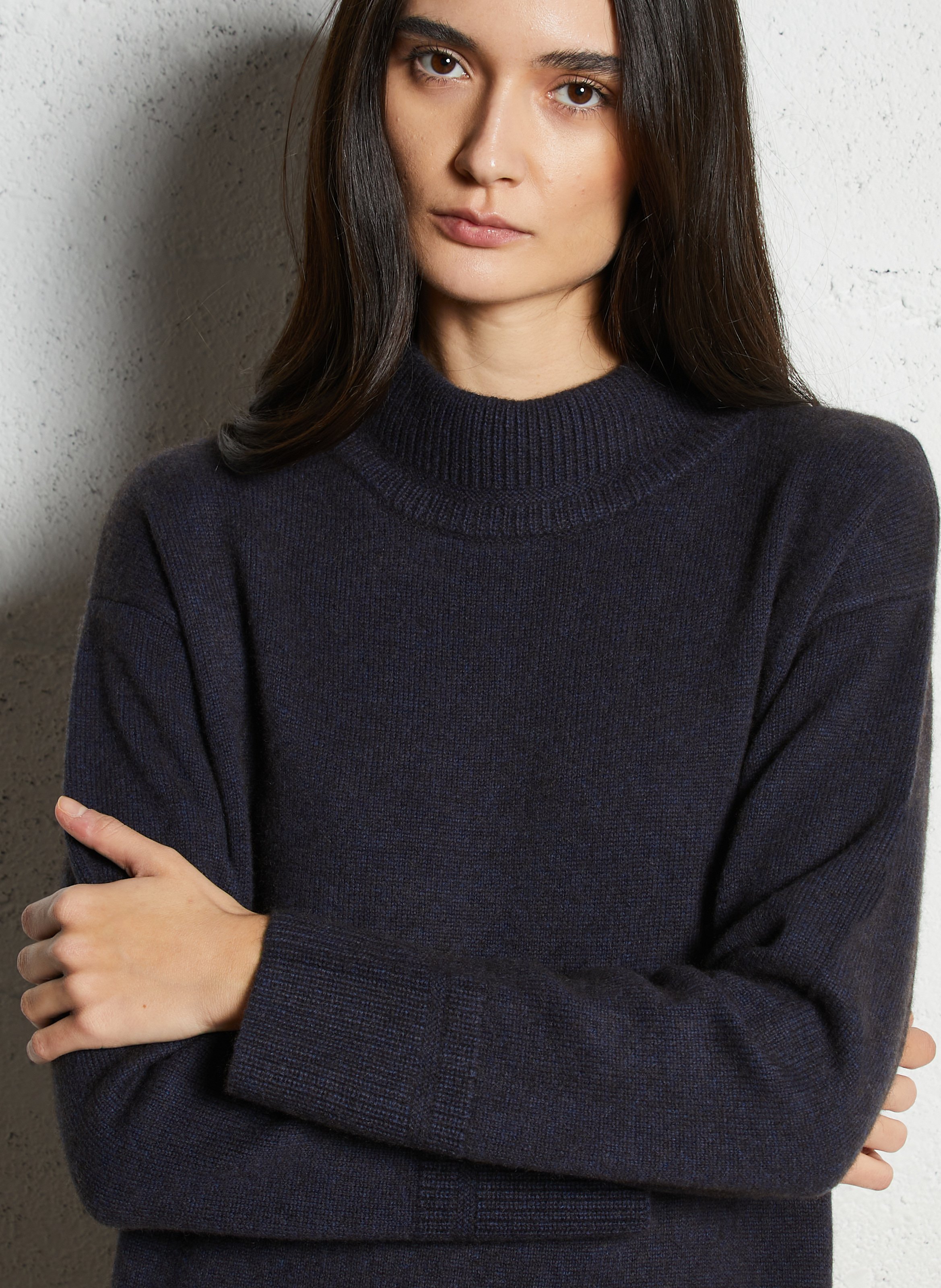 Straight high-neck wool sweater dress MAISON 123 Blue