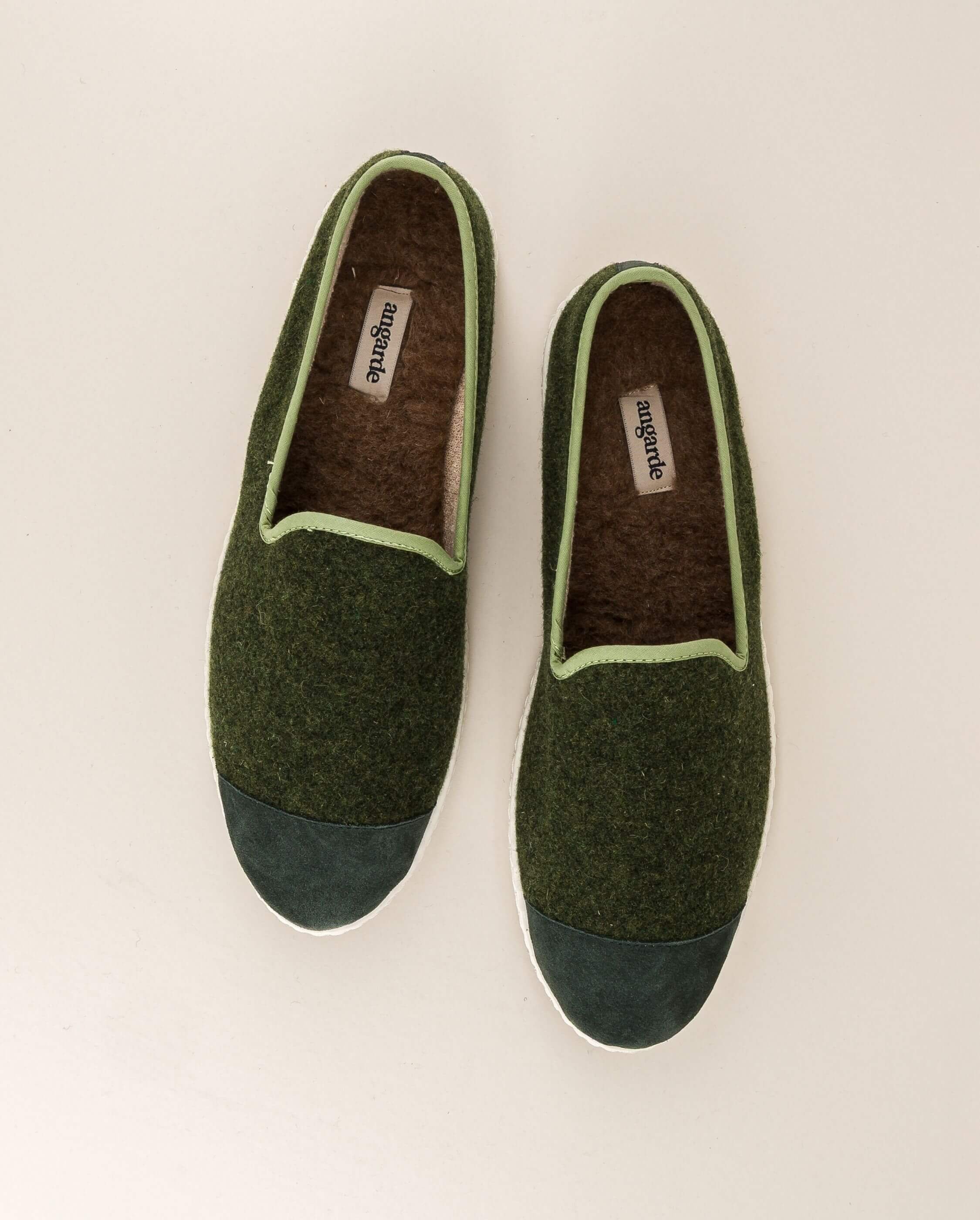 Men's wool slipper, sage green ANGARDE Green