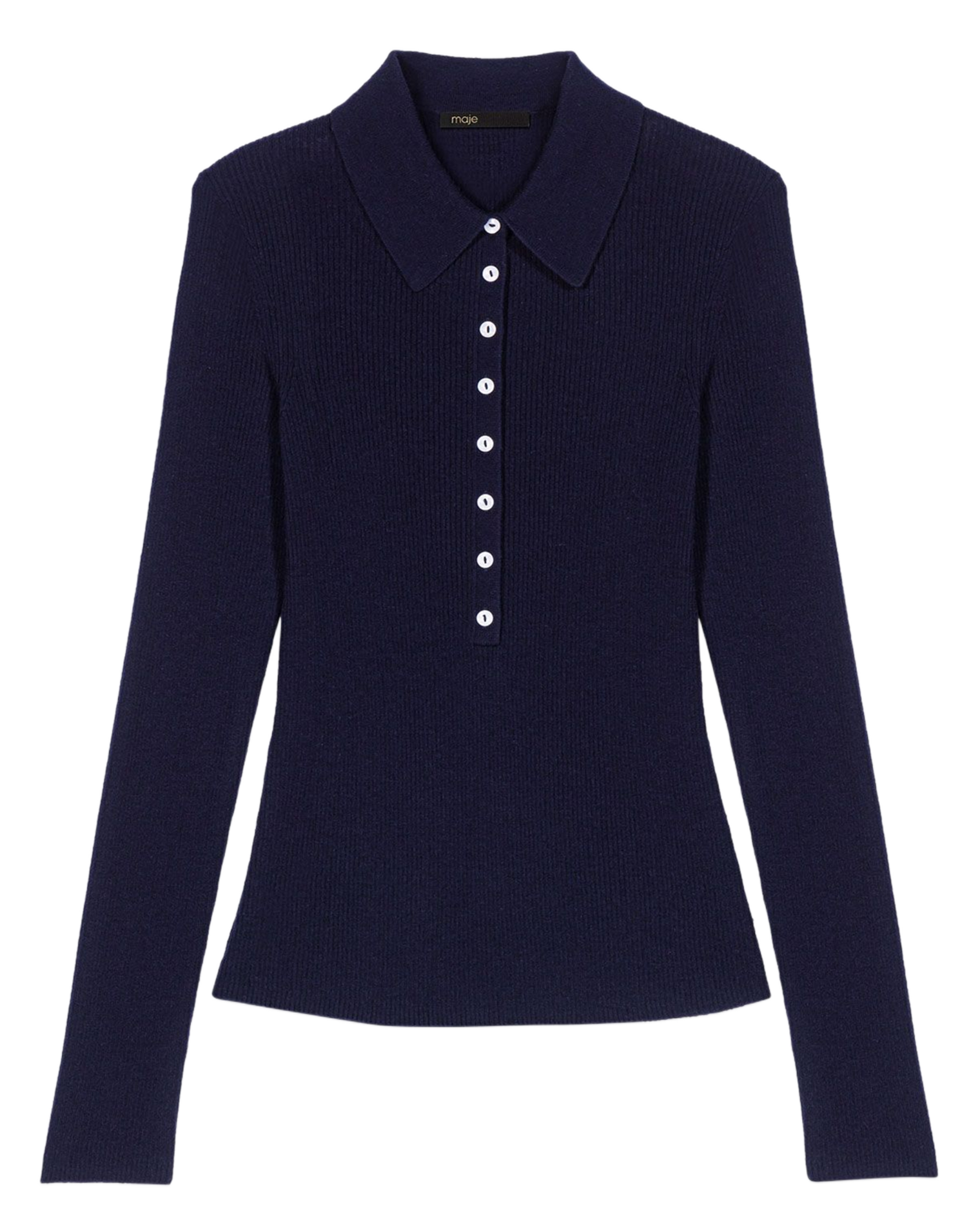 Aansluitende polo van gemengde wol MAJE Blauw