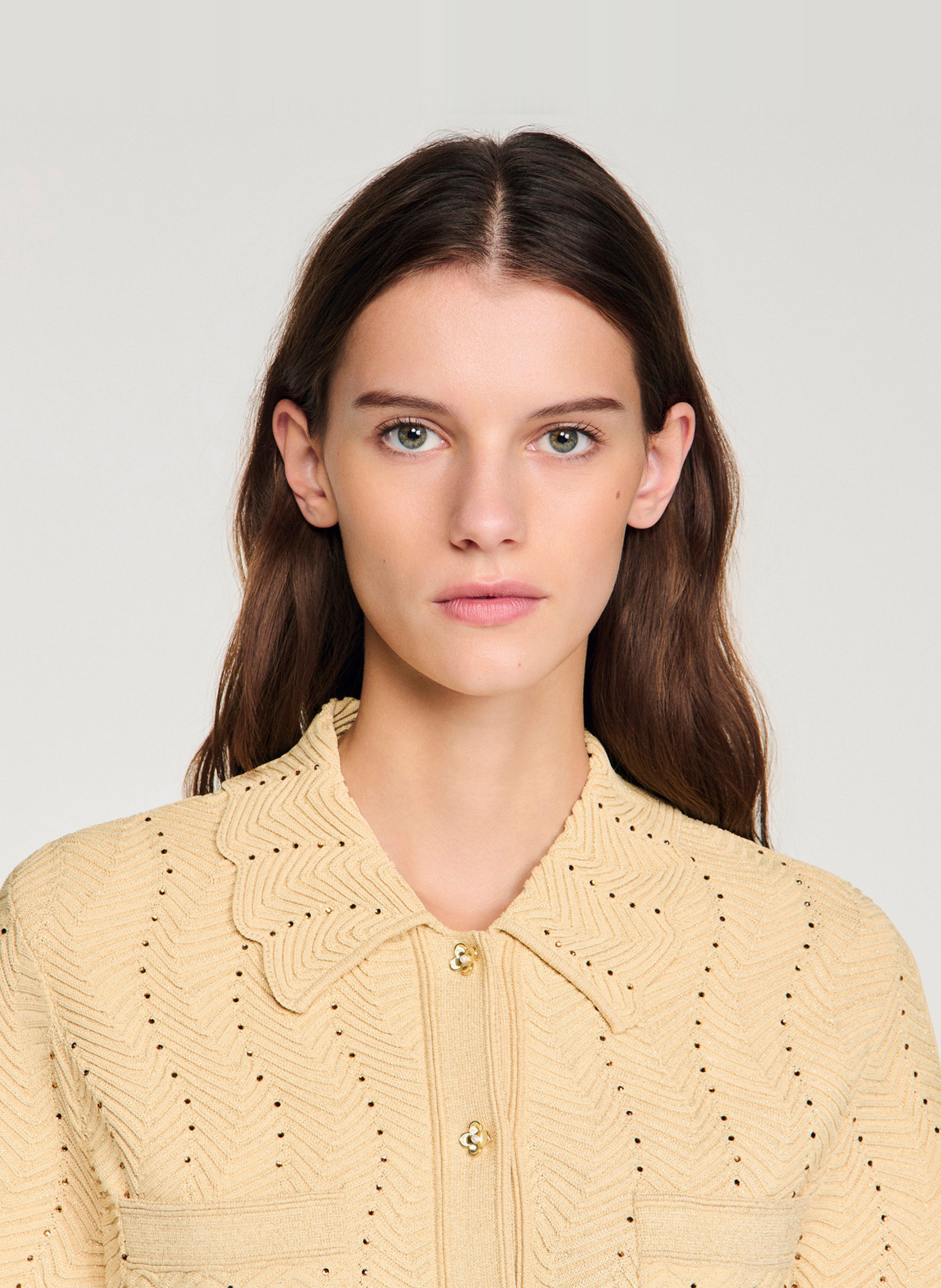 Cardigan col classique SANDRO Doré