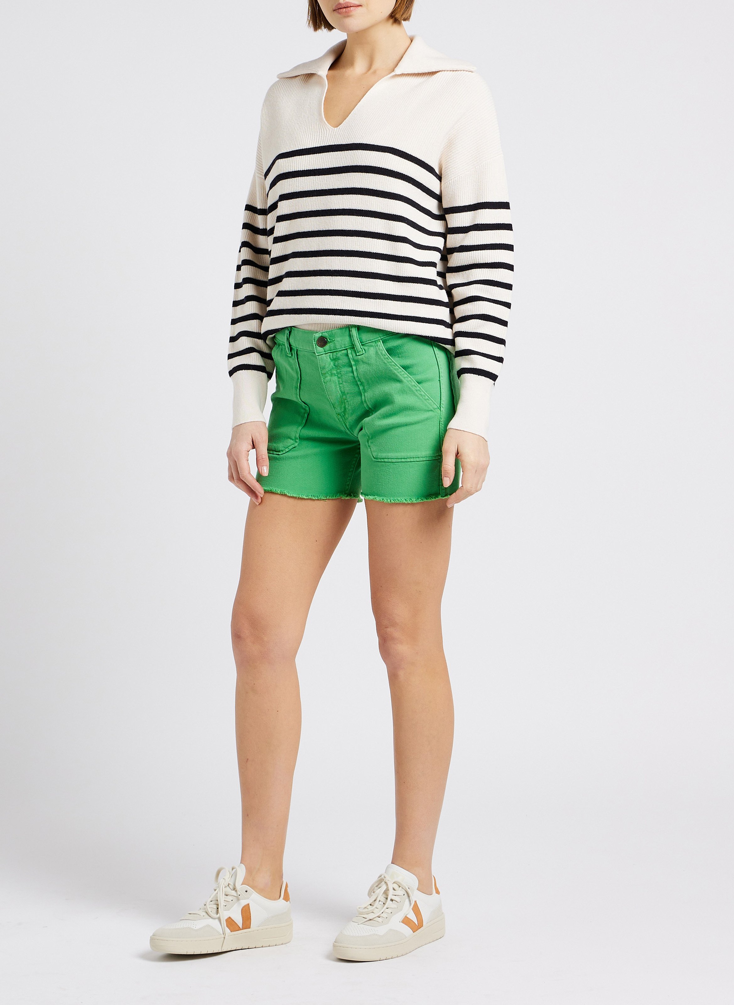Straight-leg stretch denim shorts ACQUAVERDE Green