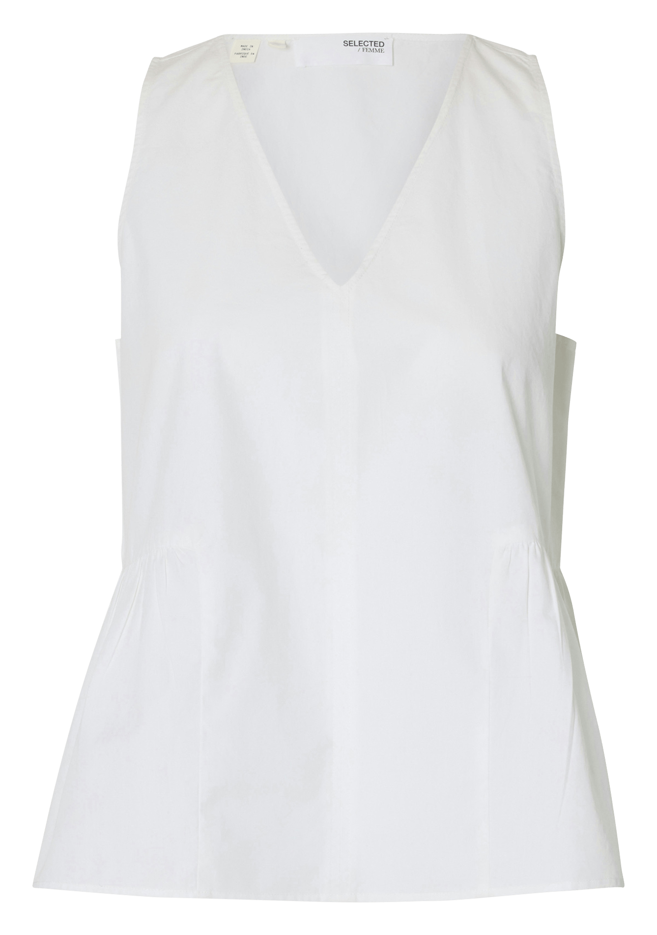 Straight V-neck organic cotton top SELECTED