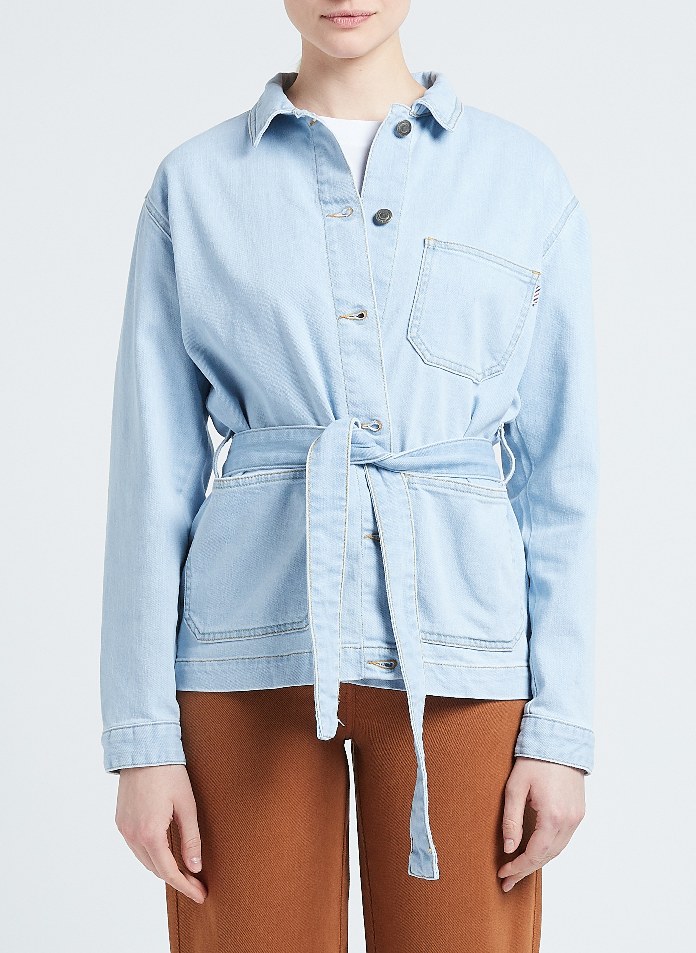 Jeansjacke aus Baumwoll-Mix mit klassischem Kragen LA PETITE FRANCAISE Bleached Jeans