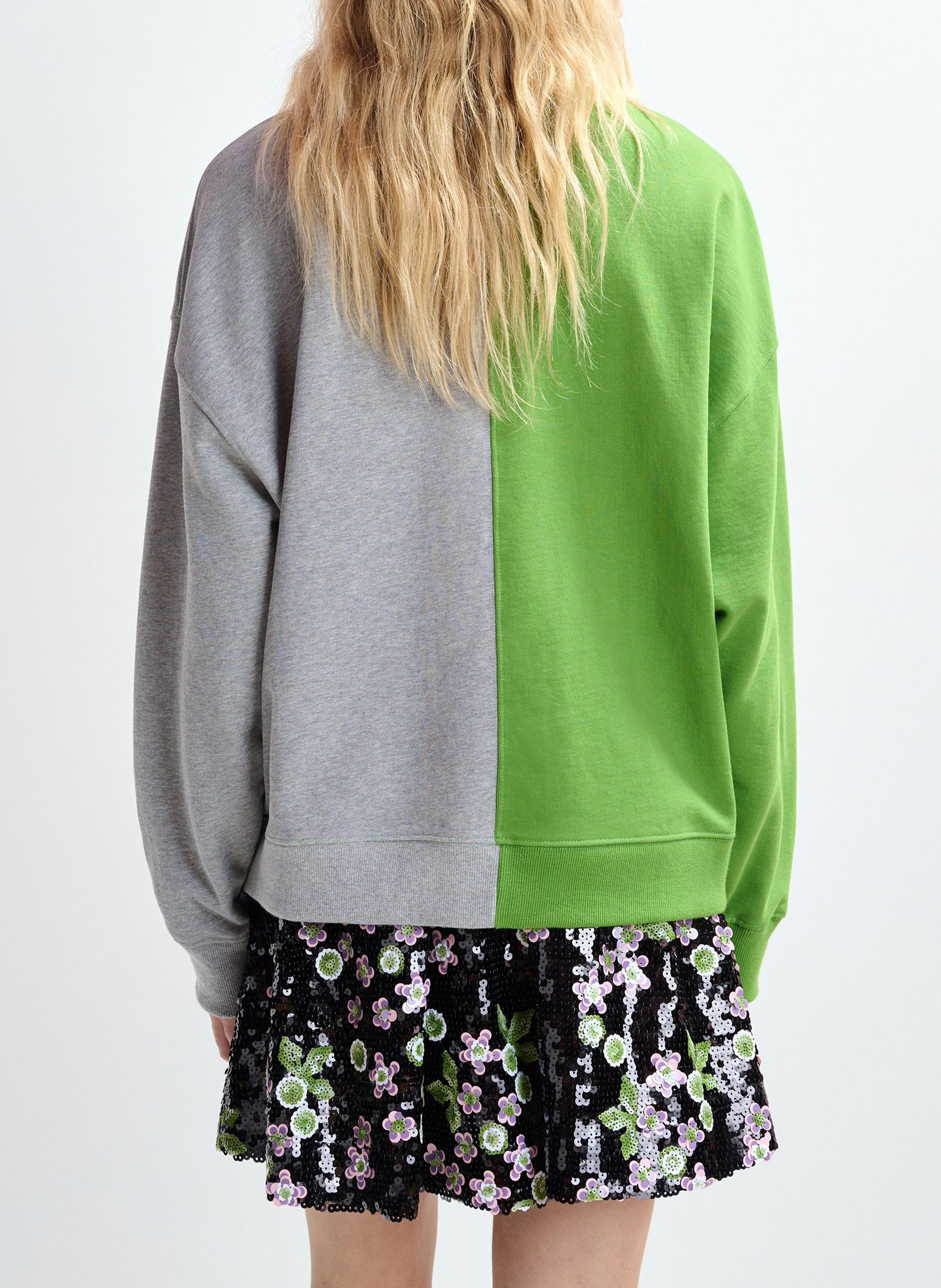 Loose fit round neck sweatshirt with pattern ESSENTIEL ANTWERP Green