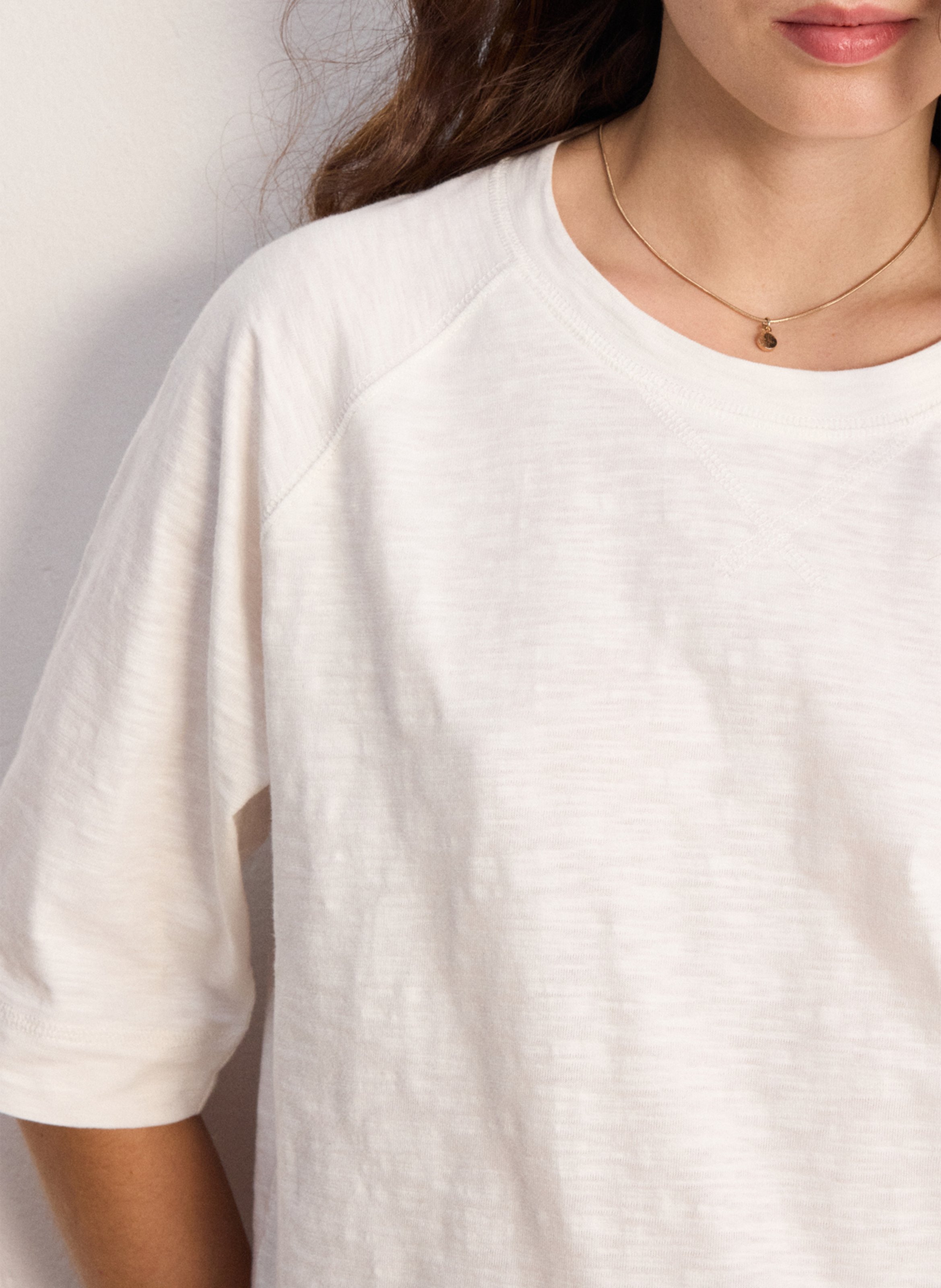Tee-shirt oversize col rond en coton PABLO Blanc