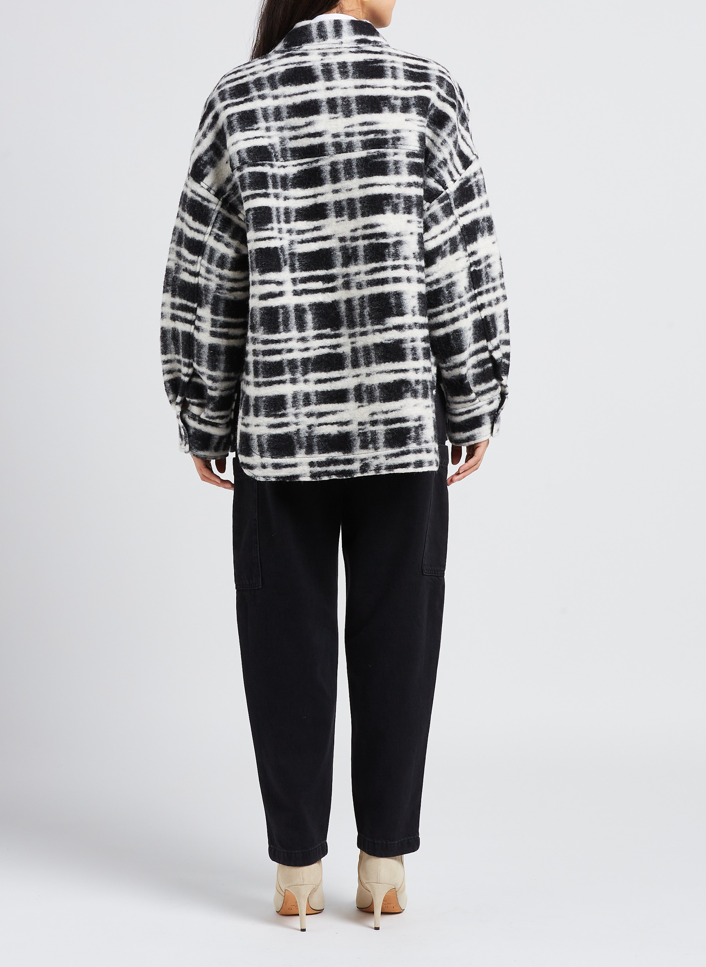 Karierte Wollmix-Jacke mit klassischem Kragen IRO Schwarz