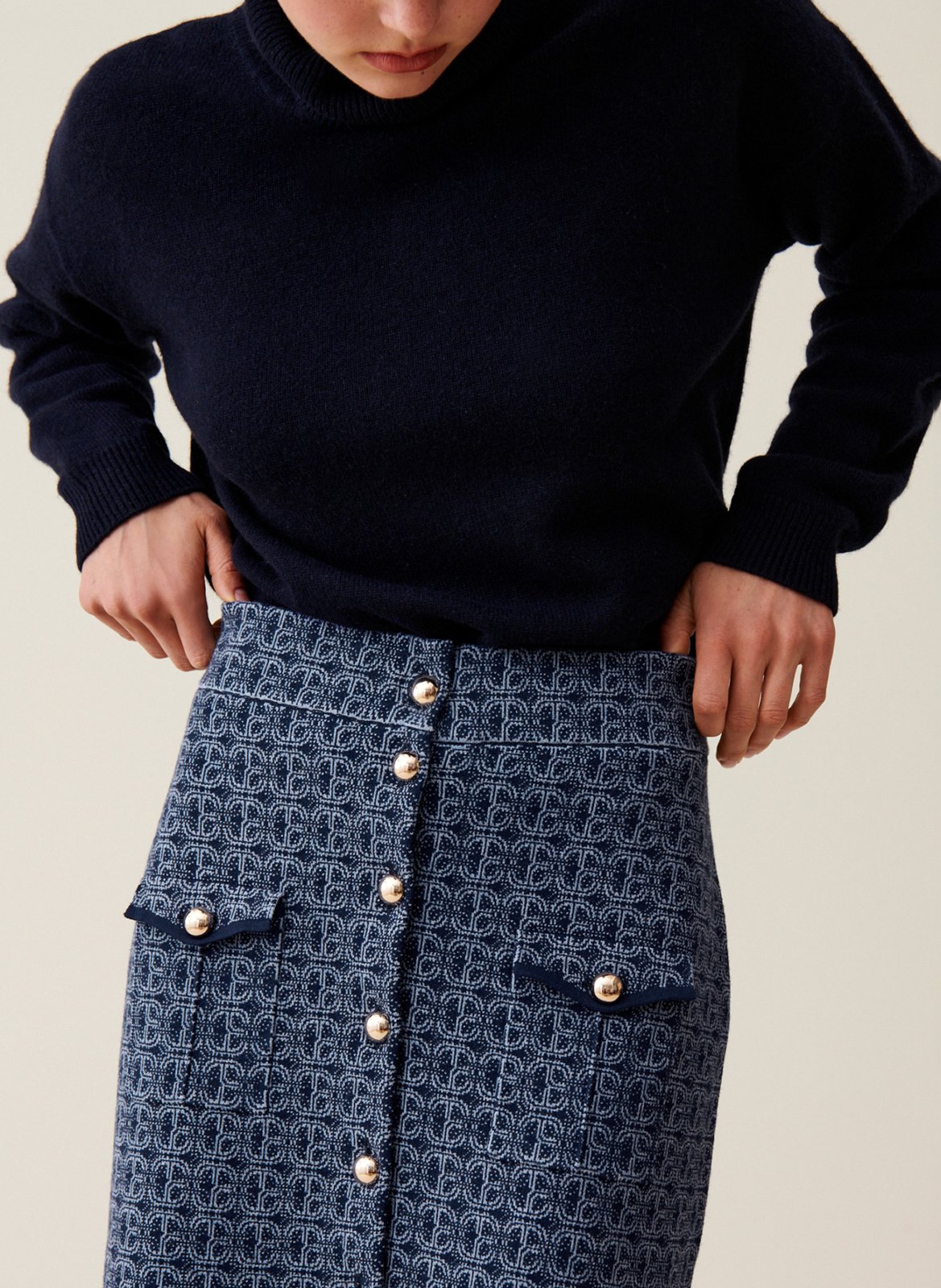 Jupe monogramme taille haute CLAUDIE PIERLOT Bleu